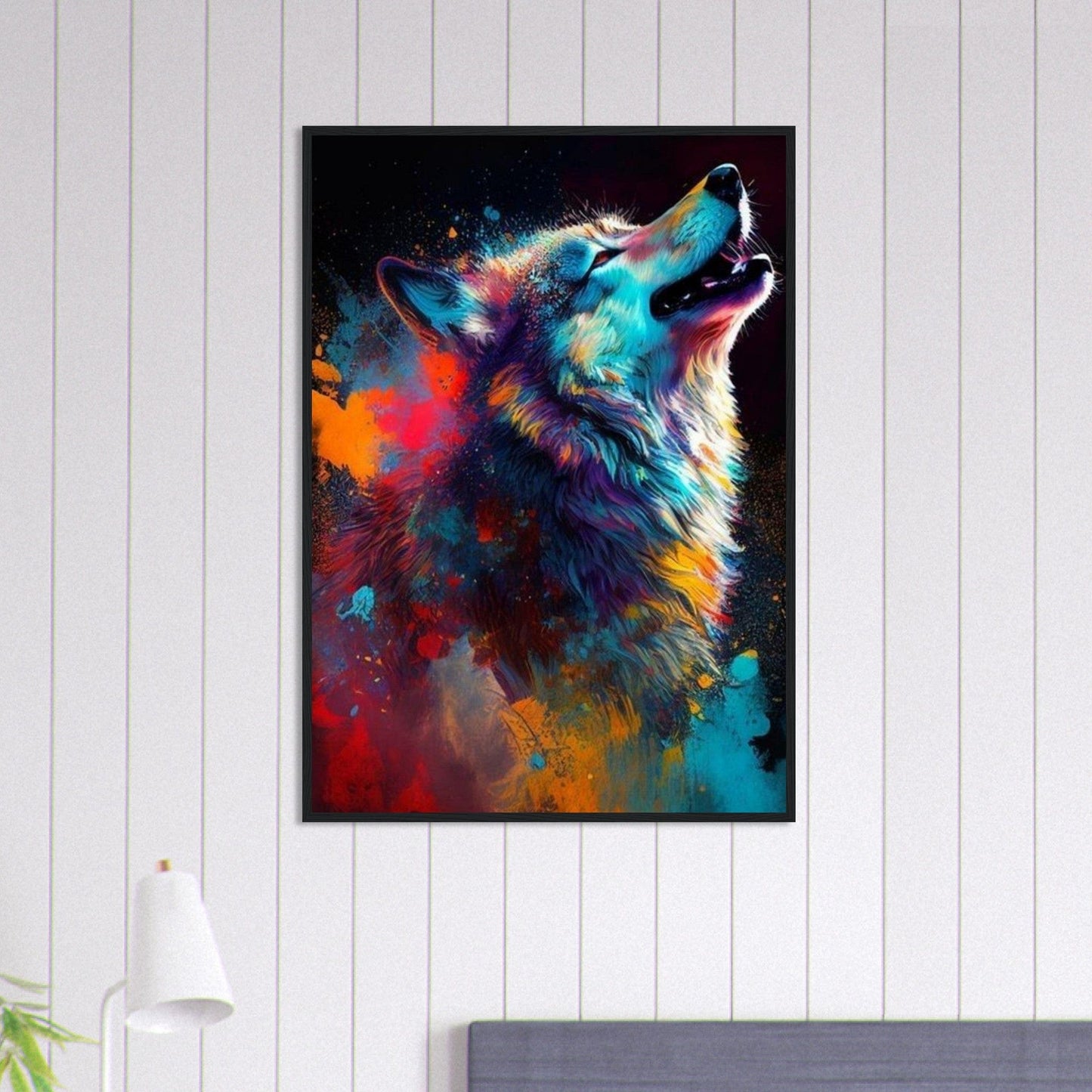 Canvanation Print Material 70x100 cm / 28x40″ Tableau Loup Peinture Multicolore
