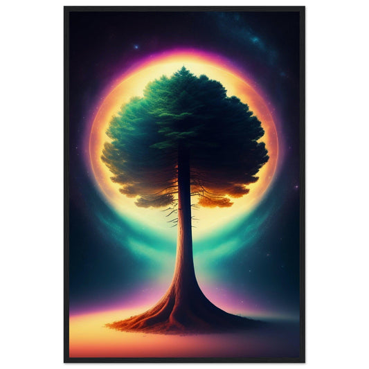 Canvanation Print Material 60x90 cm / 24x36″ / Noir Tableau L'Arbre de Vie au Centre de Tout