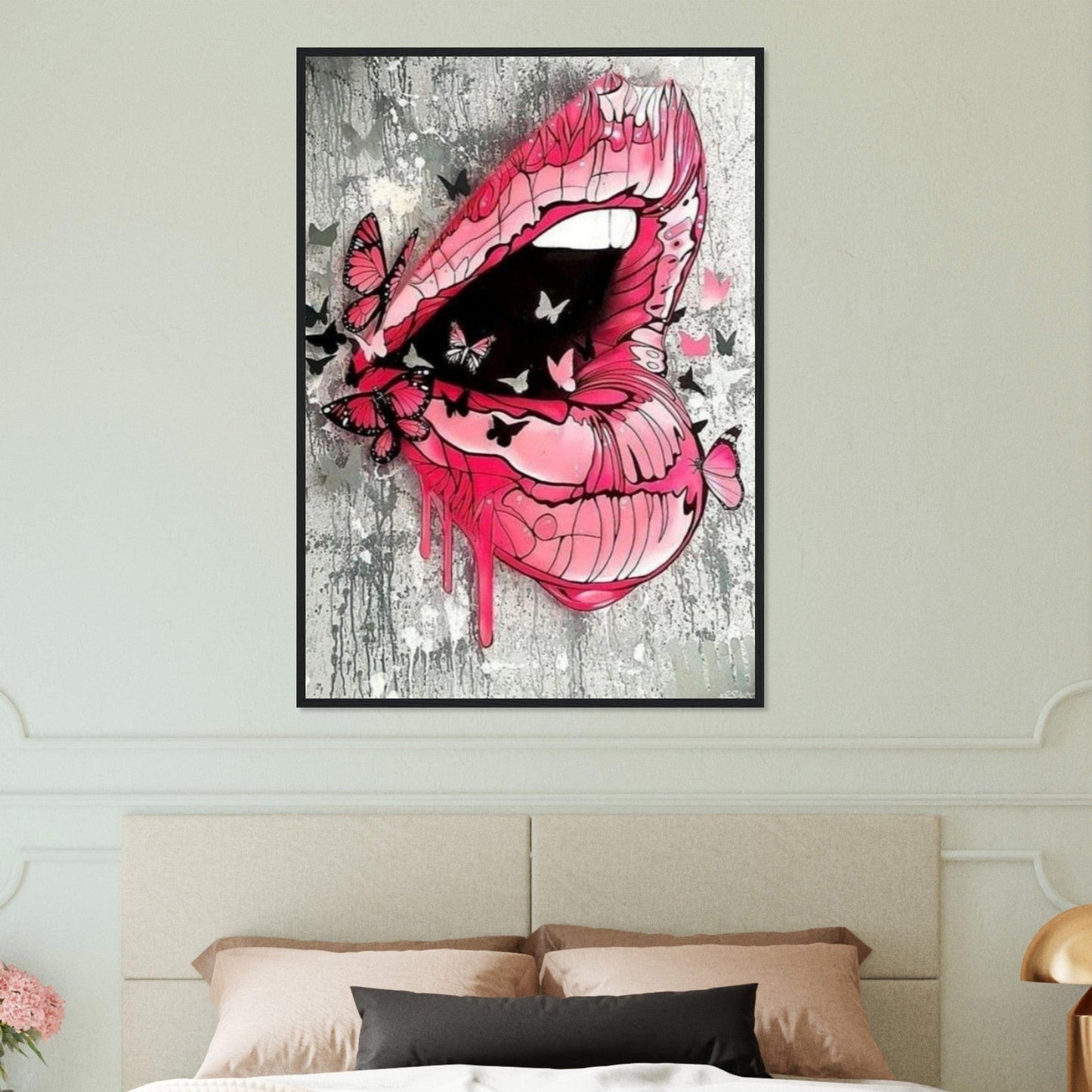 Canvanation Print Material Tableau Street Art Lèvre Rose Papillon