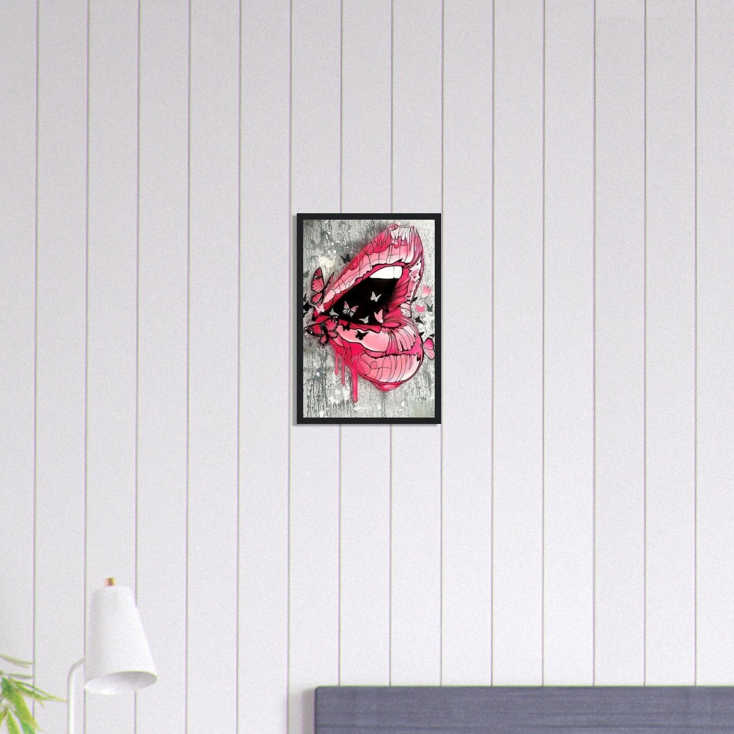 Canvanation Print Material 30x45 cm / 12x18″ Tableau Street Art Lèvre Rose Papillon