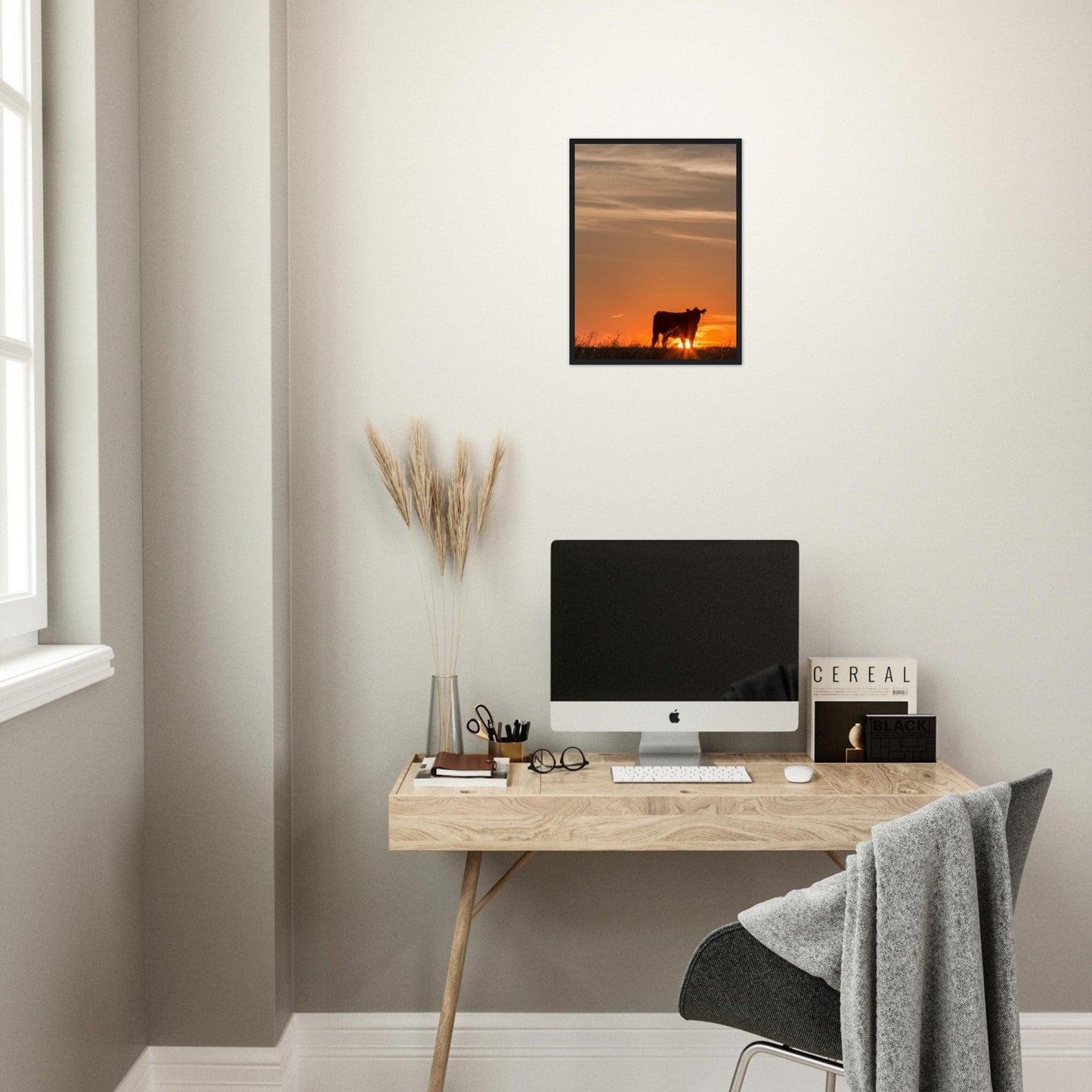 Canvanation Print Material Tableau Vache Couché De Soleil
