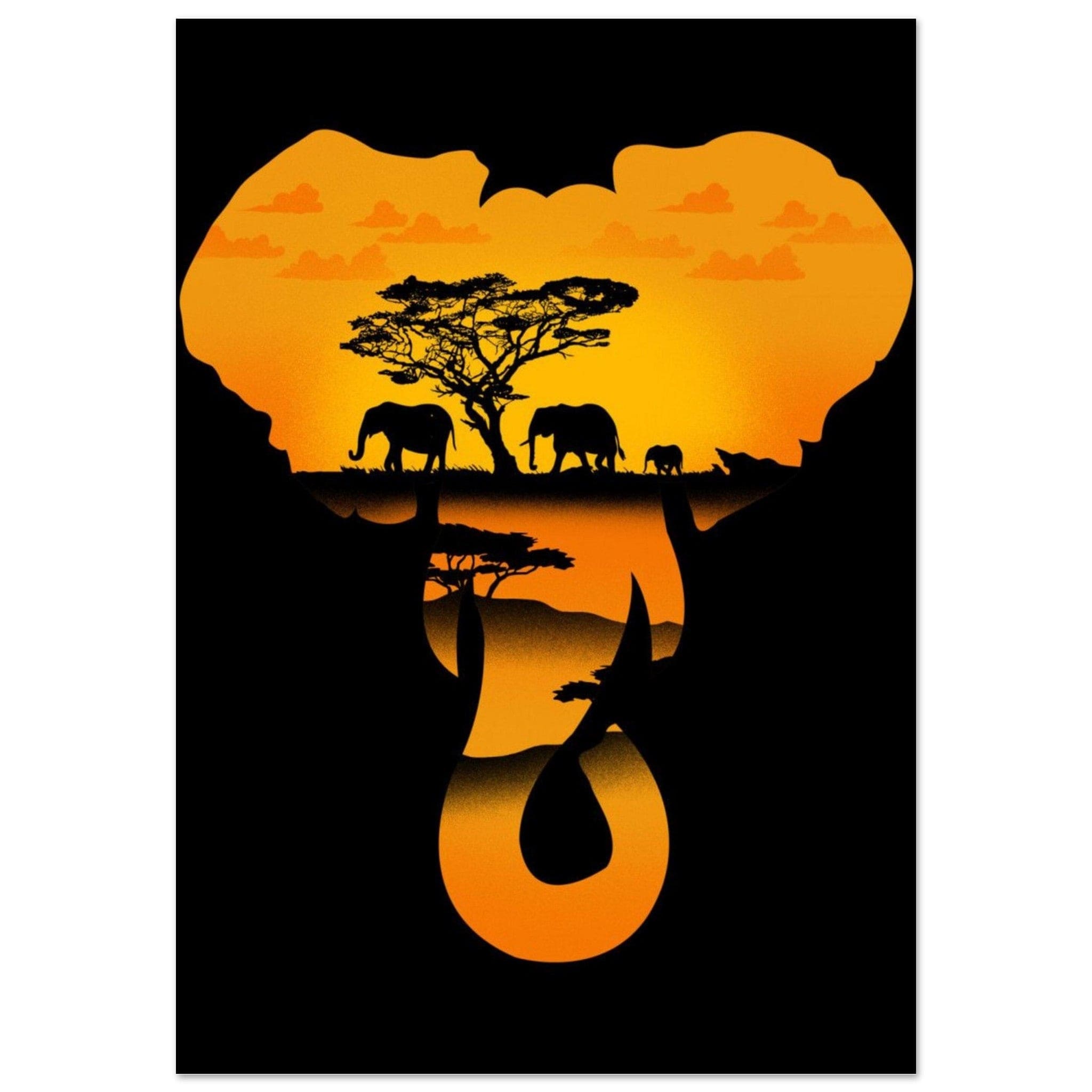 Gelato Print Material 70x100 cm / 28x40″ Affiche Africaine Elephant Village