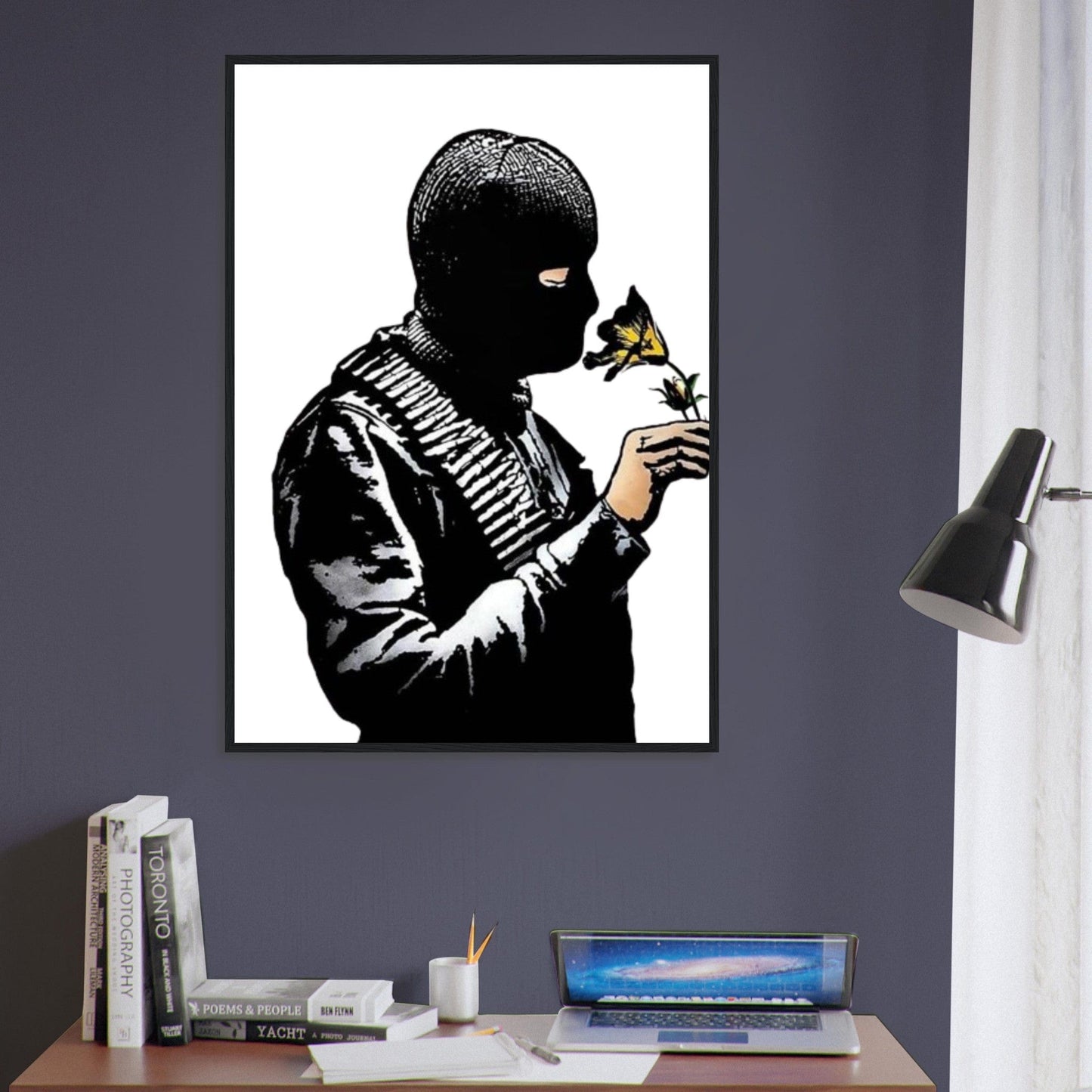 Canvanation Print Material Tableau Banksy Cagoule Fleur