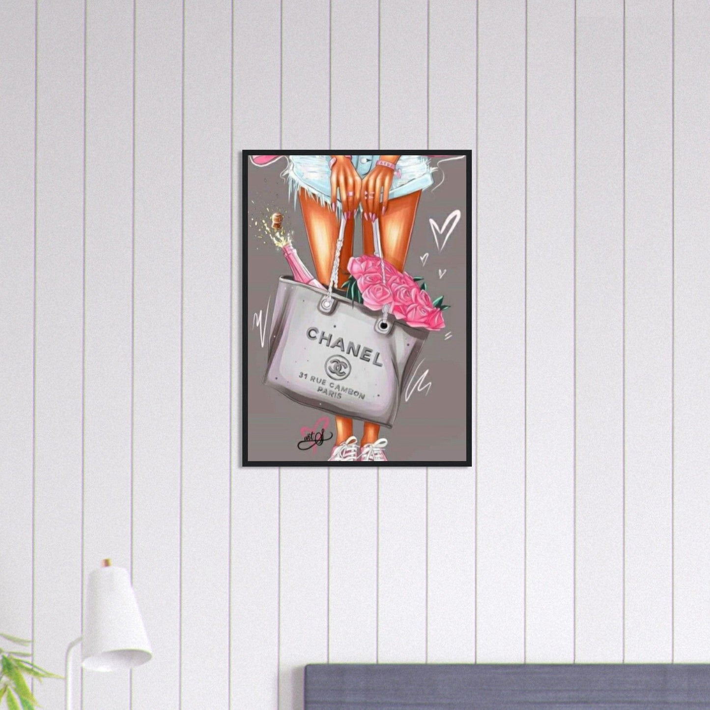 Canvanation Print Material 50x70 cm / 20x28″ Tableau Chanel Numéro 5 Fond Gris