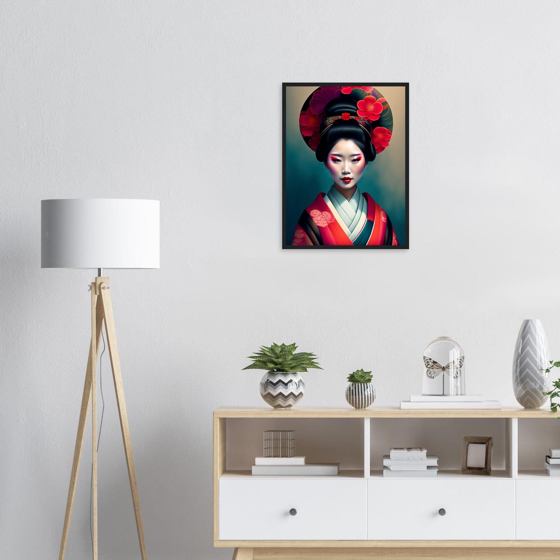 Canvanation Print Material Tableau Japon Geisha Kimono Fleurs