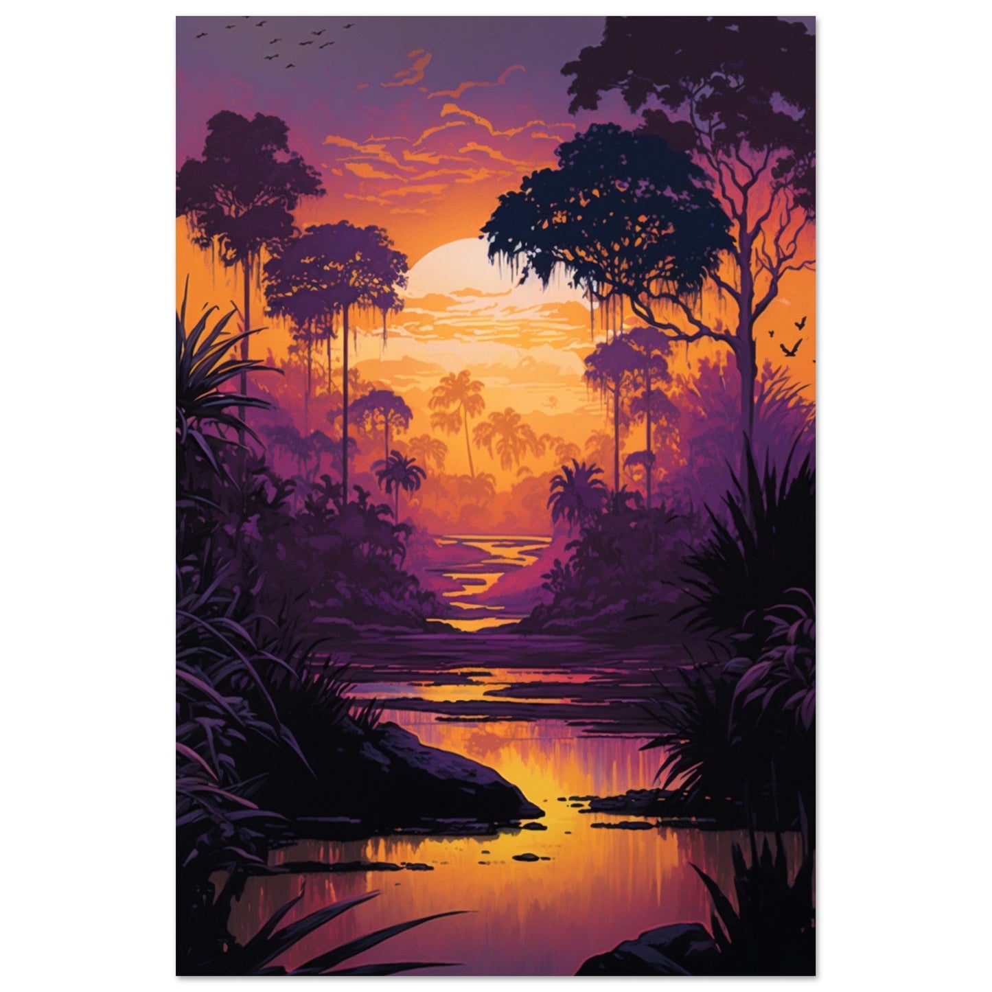 Gelato Print Material 60x90 cm / 24x36″ Affiche Jungle Couché De Soleil