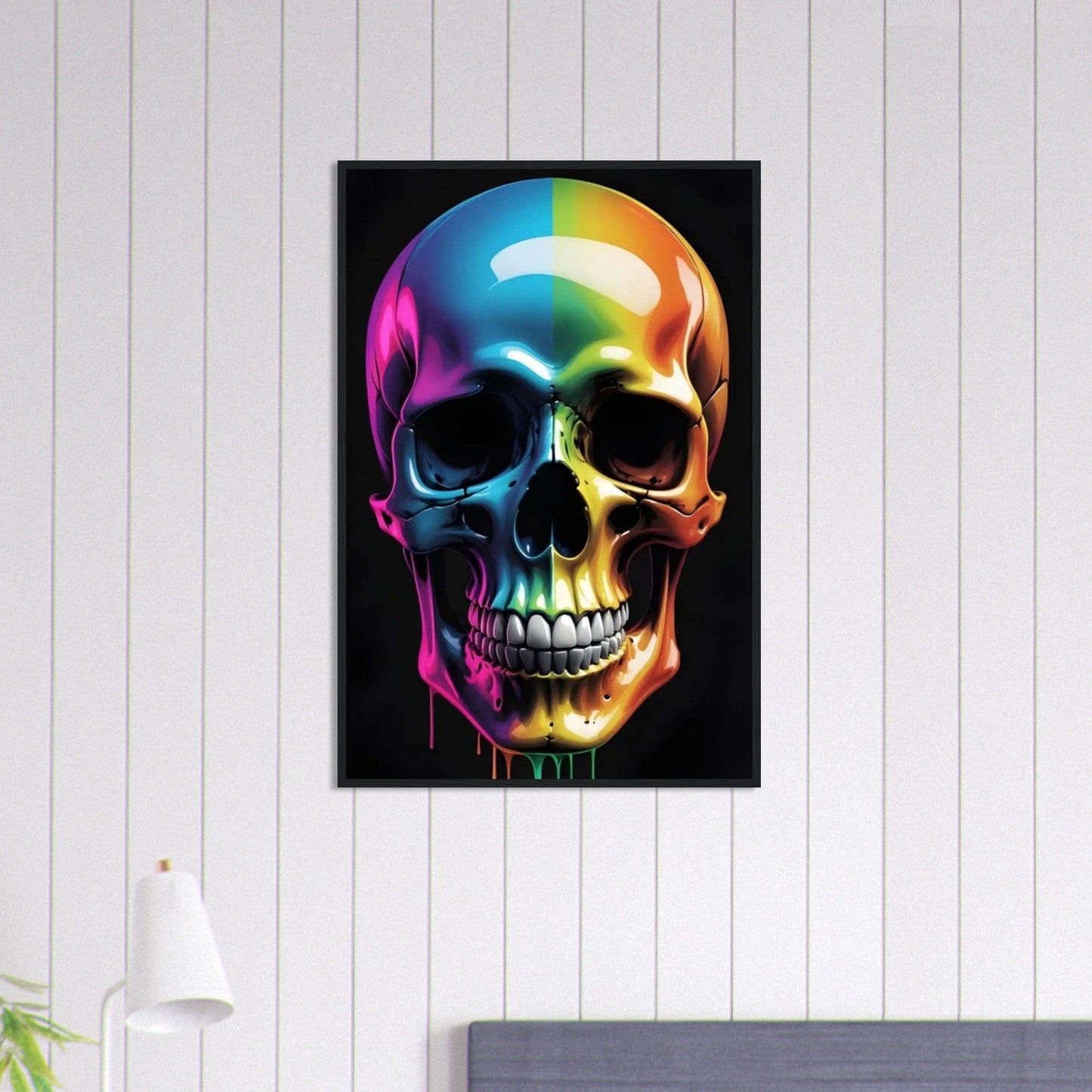 Canvanation Print Material 60x90 cm / 24x36″ Tableau Tête De Mort Couleurs En Folie