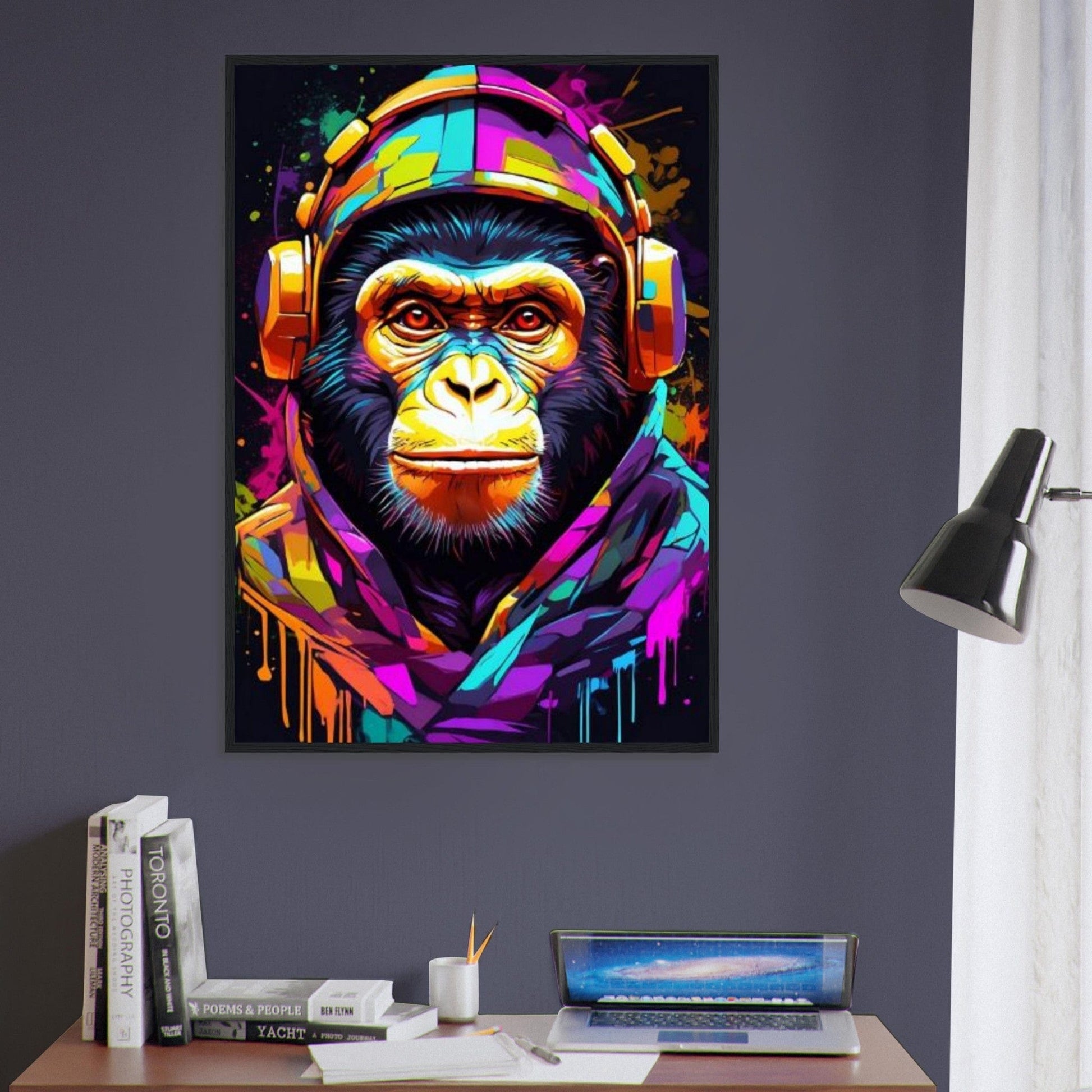 Canvanation Print Material Tableau Singe Pop Art En Sweat Avec Un Casque