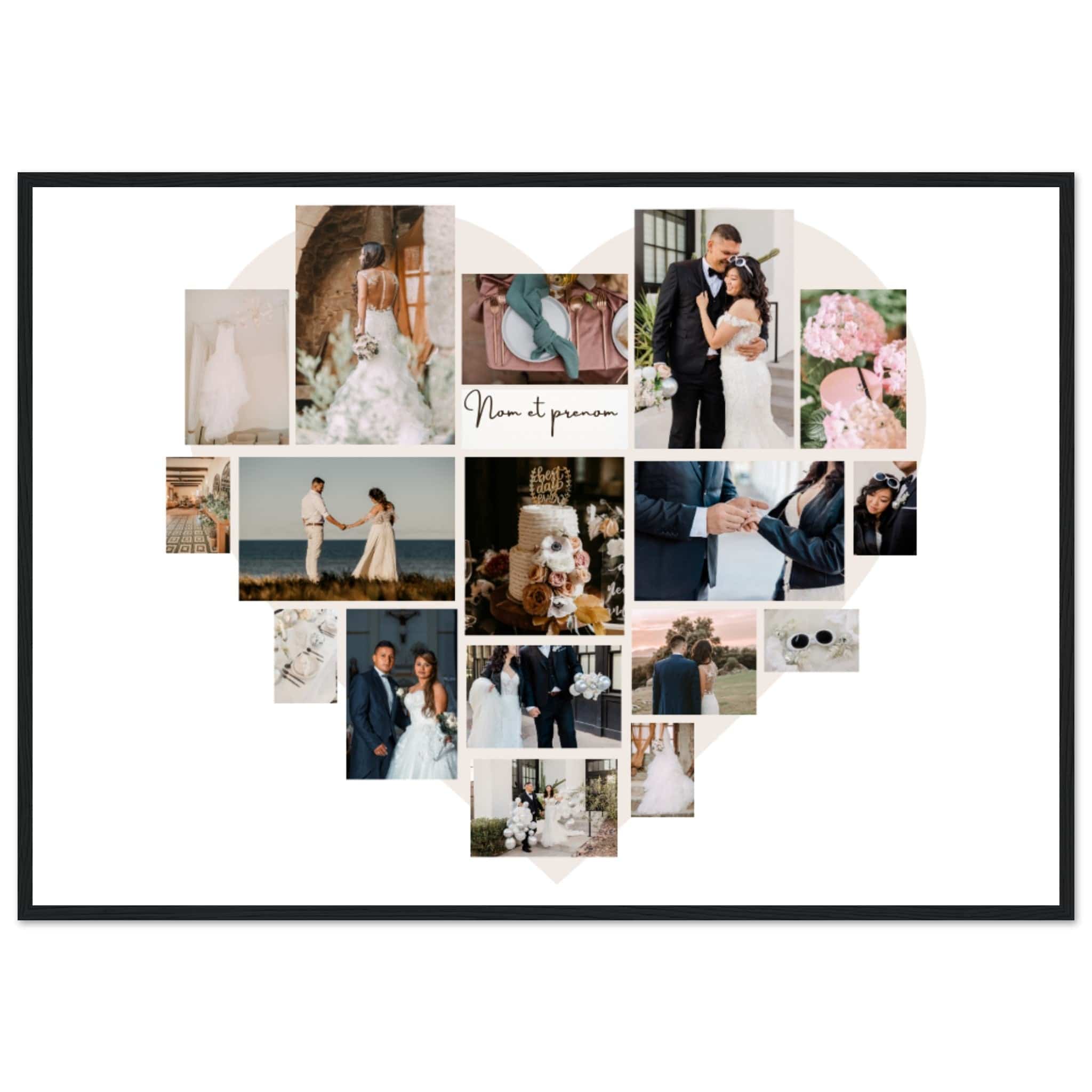 Canvanation Print Material 70x100 cm / 28x40″ / Noir Pêle-mêle de photos sur poster "Mariage ou Fiançailles"