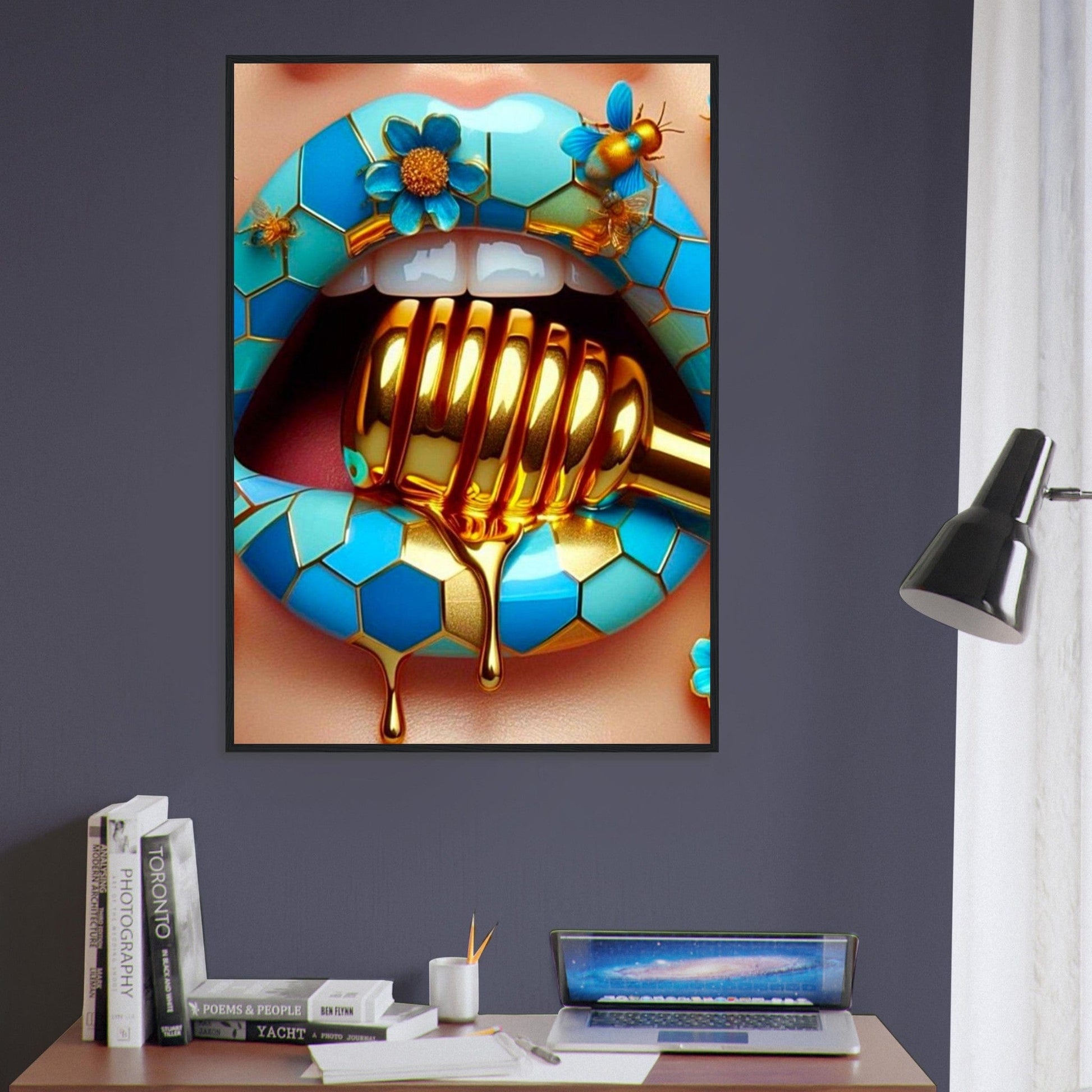 Canvanation Print Material Tableau Levres Miel Bleu
