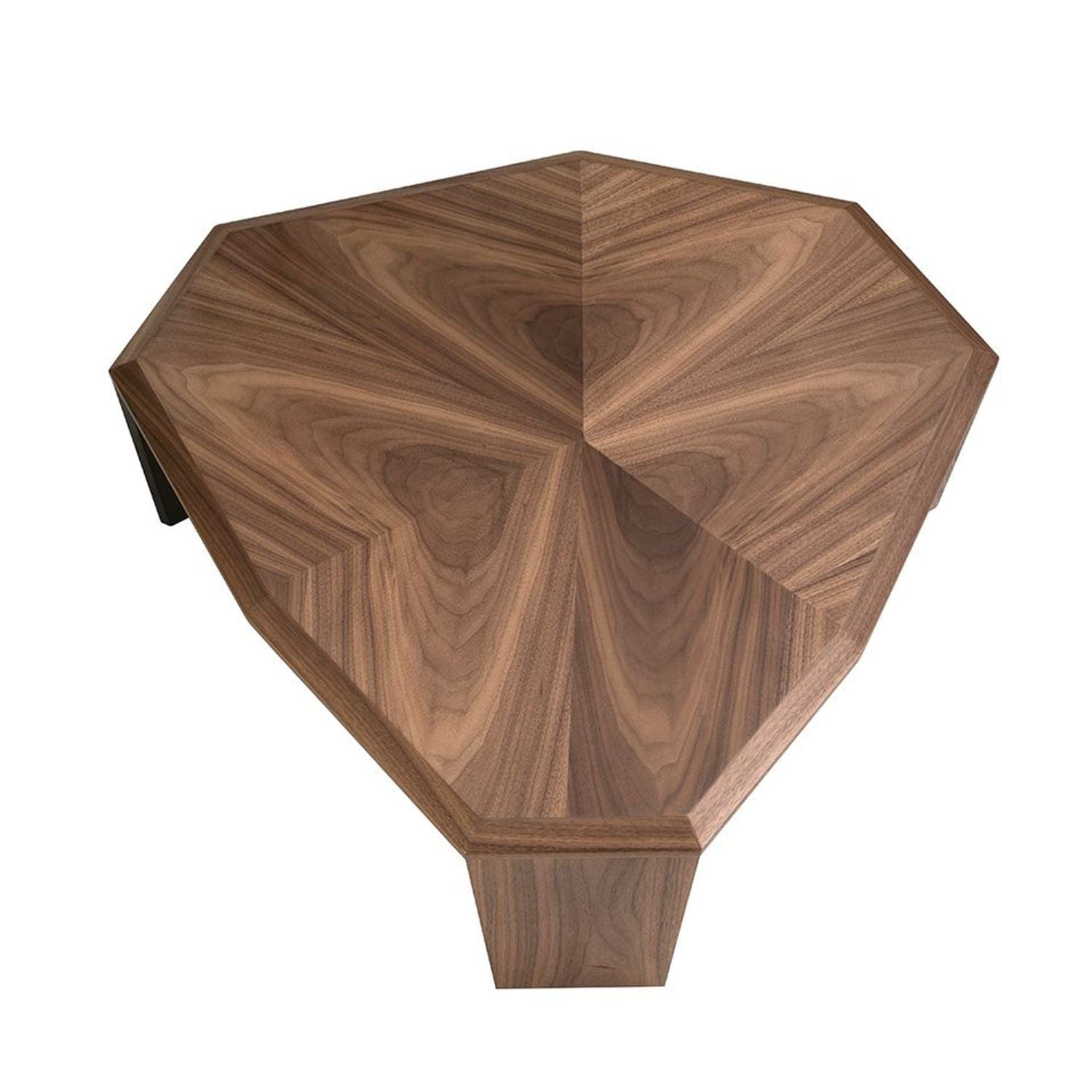 Canvanation Table Basse Asymétrique en Bois Plaqué Noyer et Pieds Noirs Design