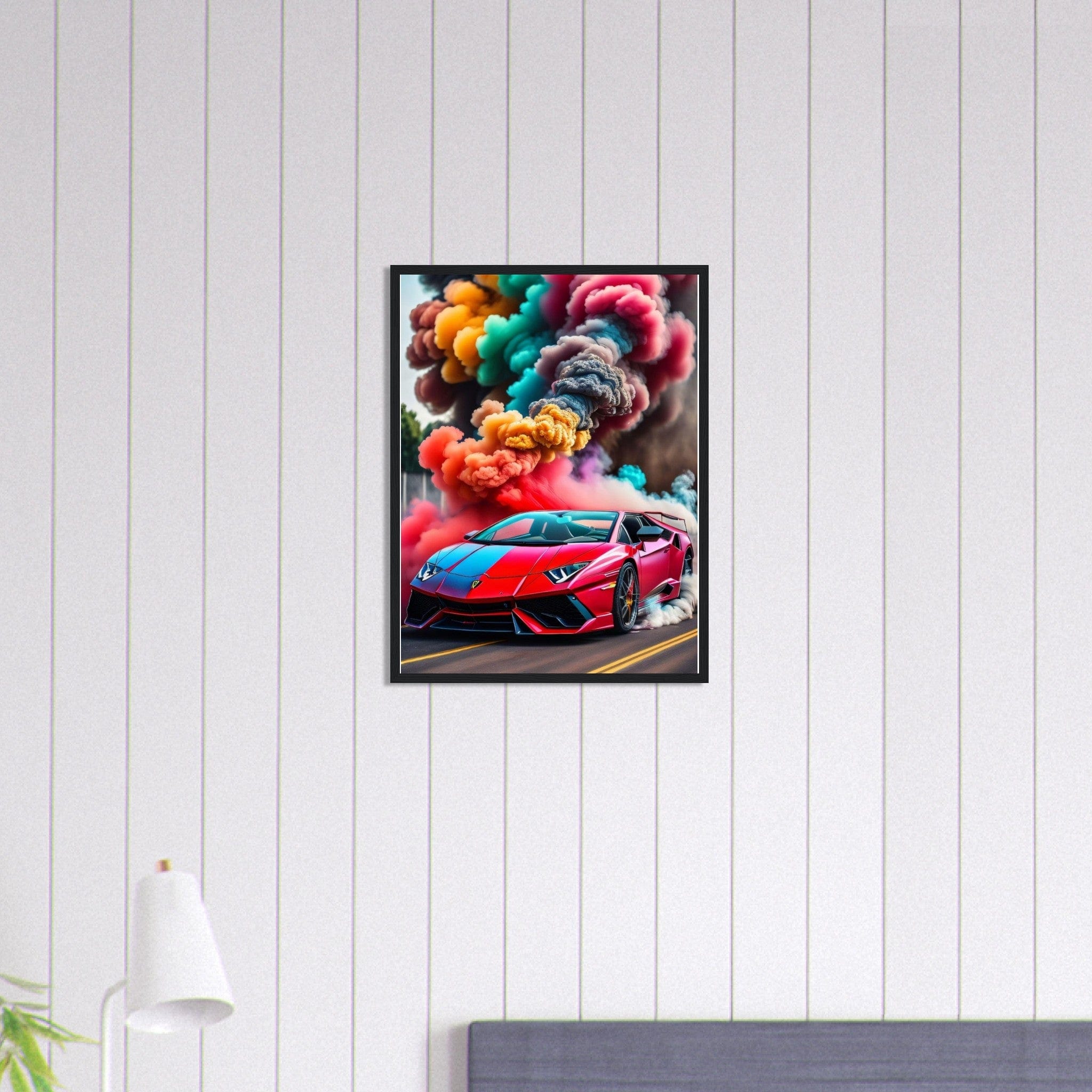 Canvanation Print Material 45x60 cm / 18x24″ Tableau Voiture Lamborghini Rouge Et Bleu