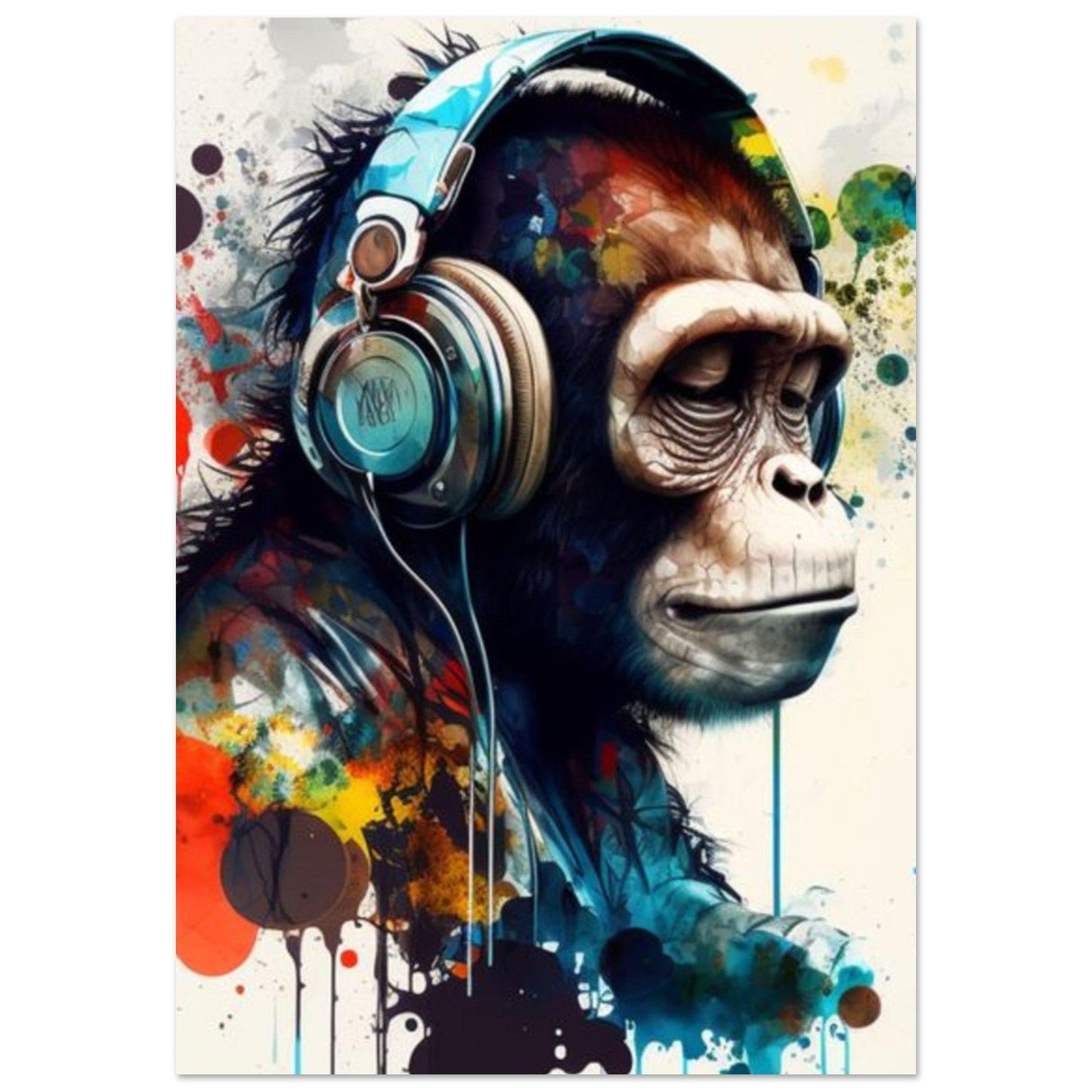 Canvanation Print Material 70x100 cm / 28x40″ Poster Singe Casque Bleu Couleur