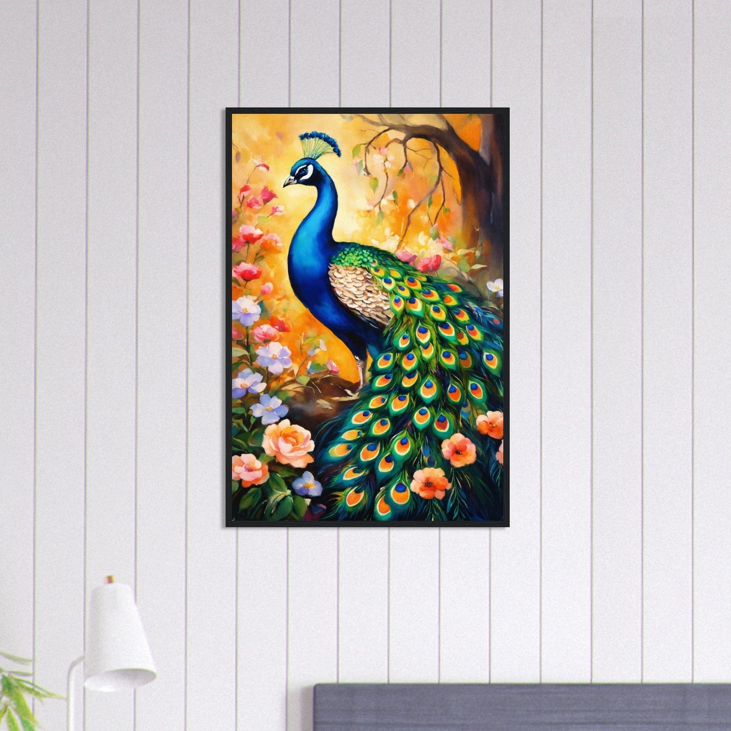 Canvanation Print Material 60x90 cm / 24x36″ Tableau Paon L'Arc-en-Ciel en Plumes