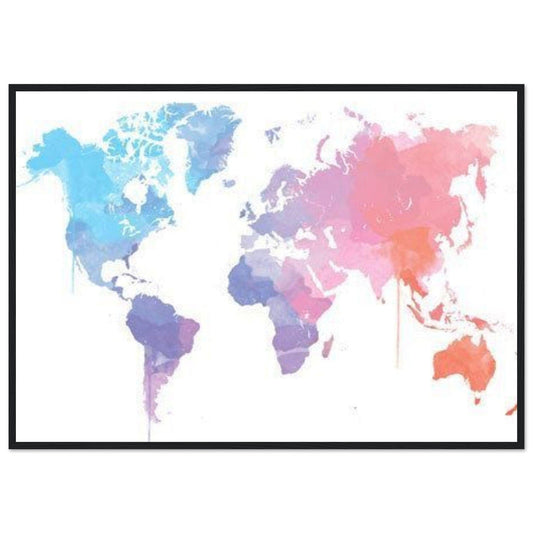 Canvanation Print Material 70x100 cm / 28x40″ Tableau Planisphere Du Monde - Découverte en Couleurs