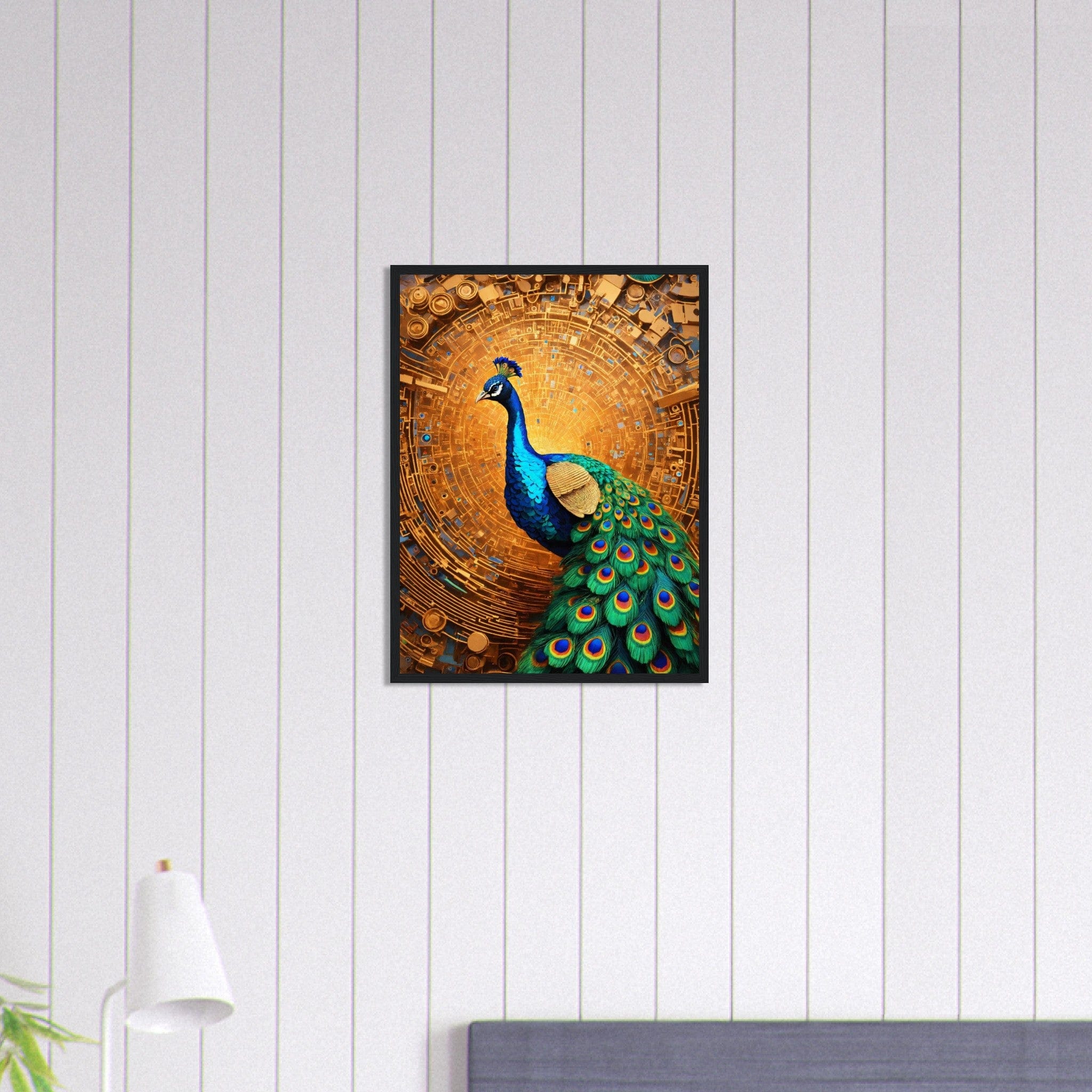 Canvanation Print Material 45x60 cm / 18x24″ Tableau Paon Plumes d'Émeraude