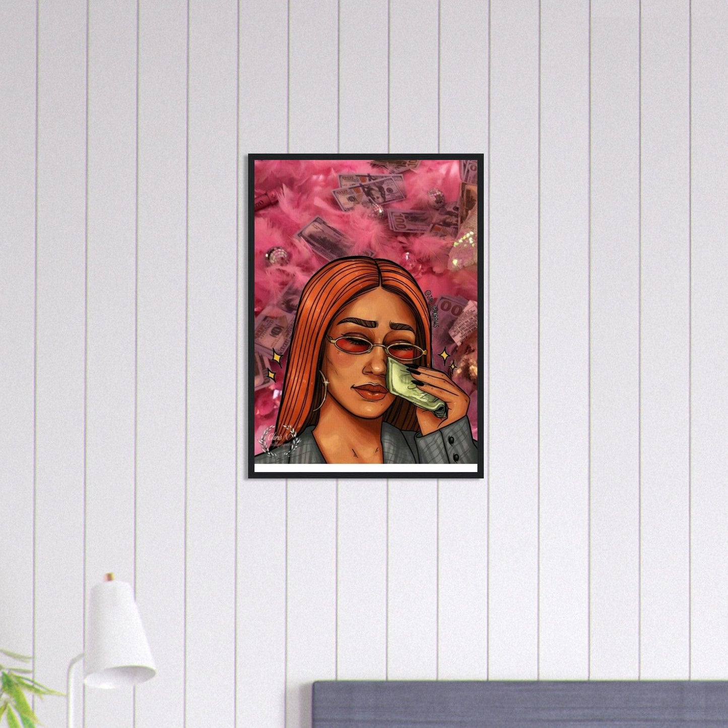 Canvanation Print Material 50x70 cm / 20x28″ Tableau Femme et Billets Verts