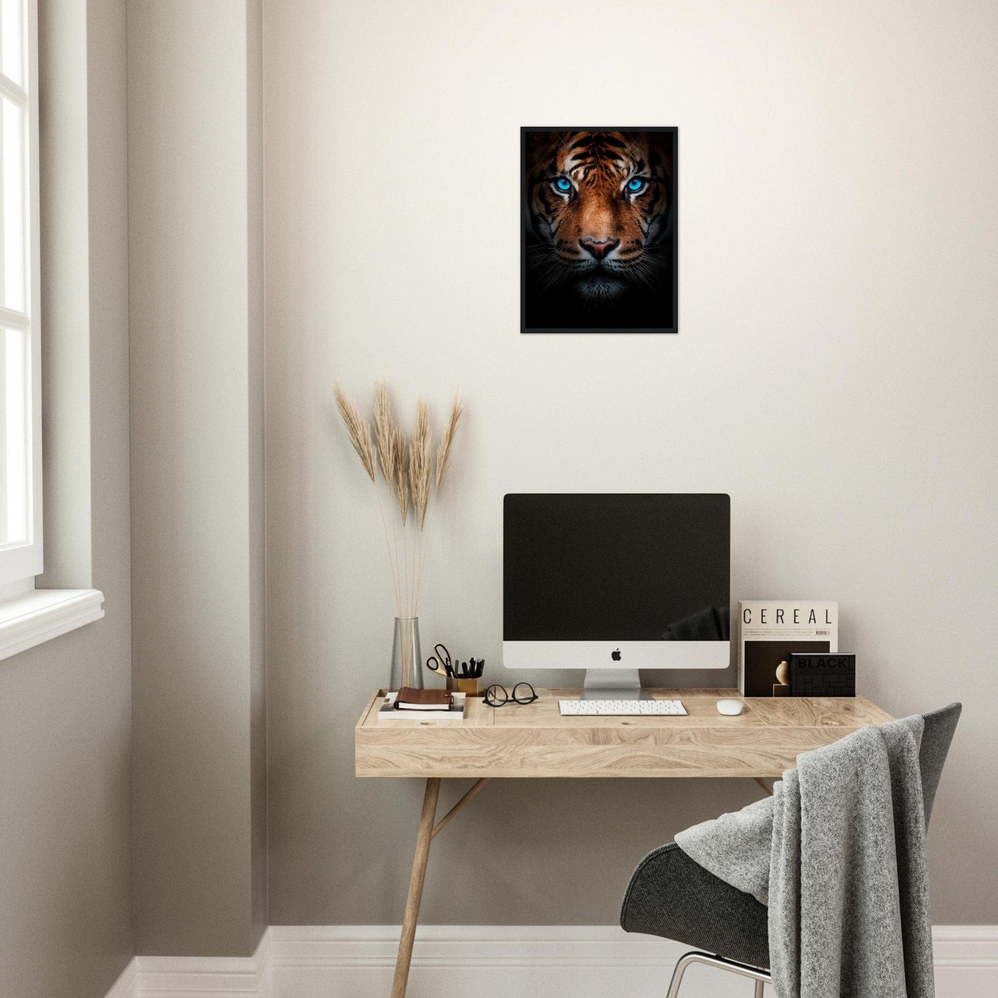 Canvanation Print Material Tableau Tigre Yeux Bleu
