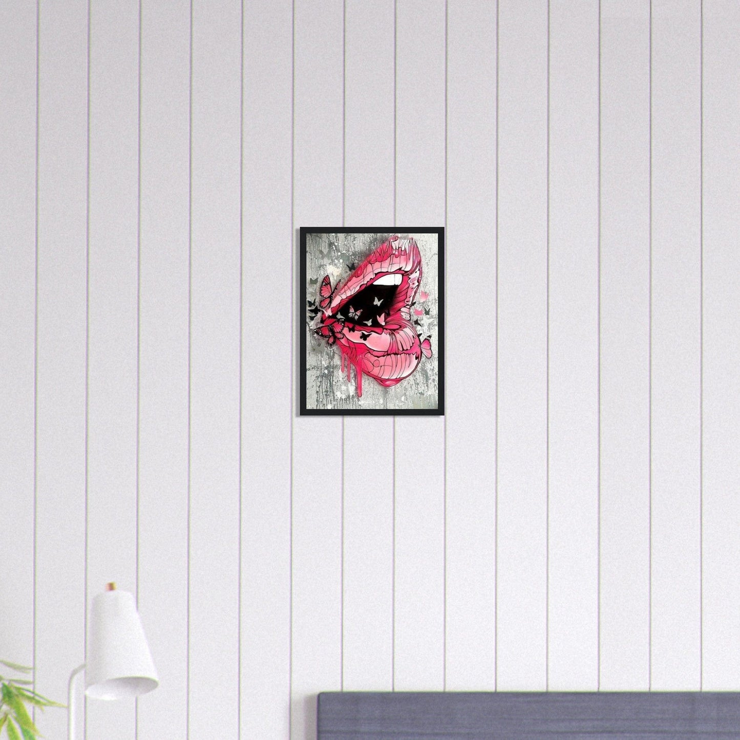 Canvanation Print Material 30x40 cm / 12x16″ Tableau Street Art Lèvre Rose Papillon