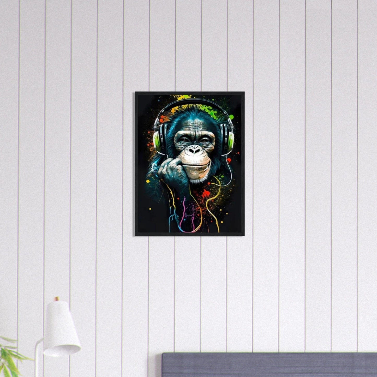 Canvanation Print Material 45x60 cm / 18x24″ Tableau Singe Pop Art Avec Un Casque