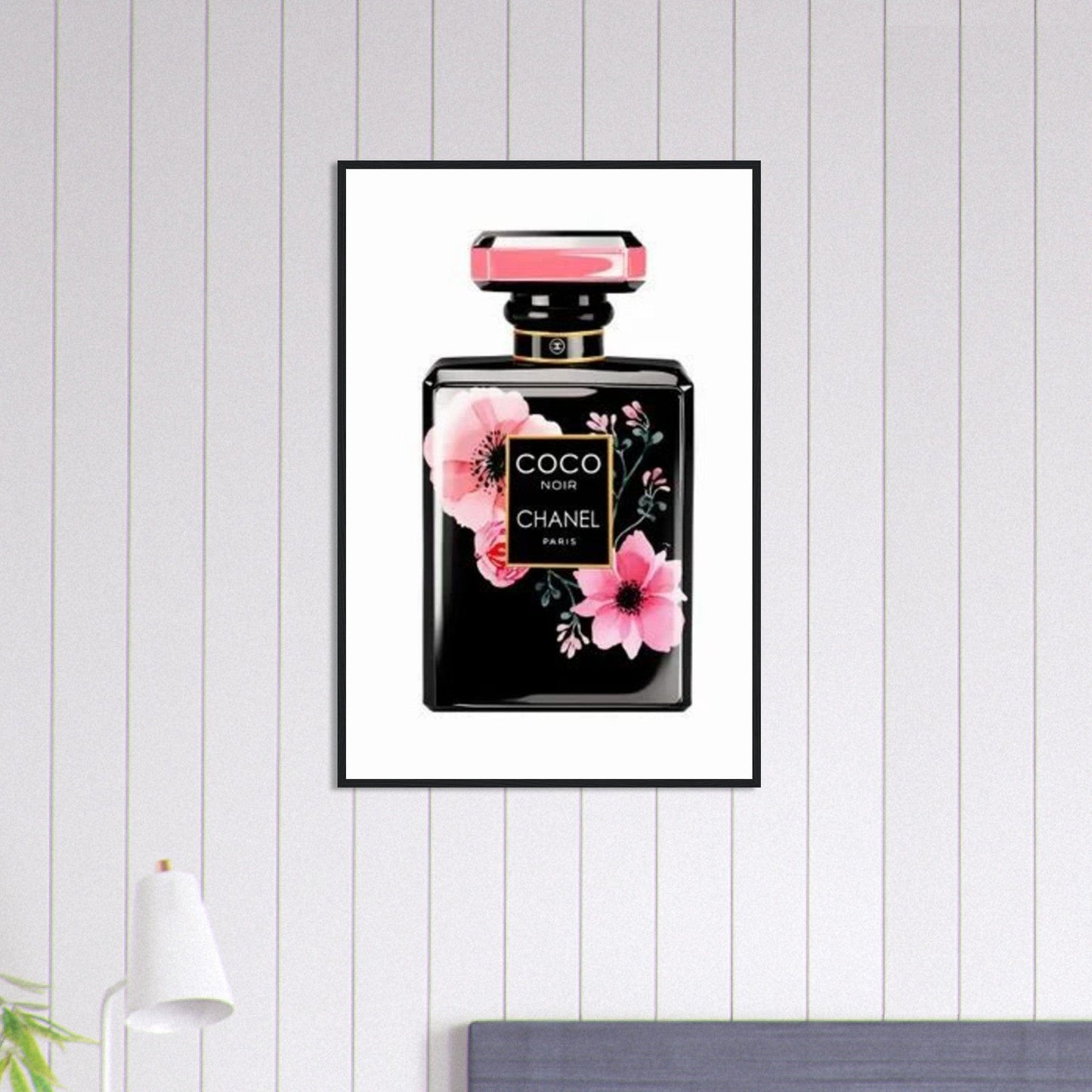 Canvanation Print Material 60x90 cm / 24x36″ Tableau Chanel Numéro 5 Fleurs Noir
