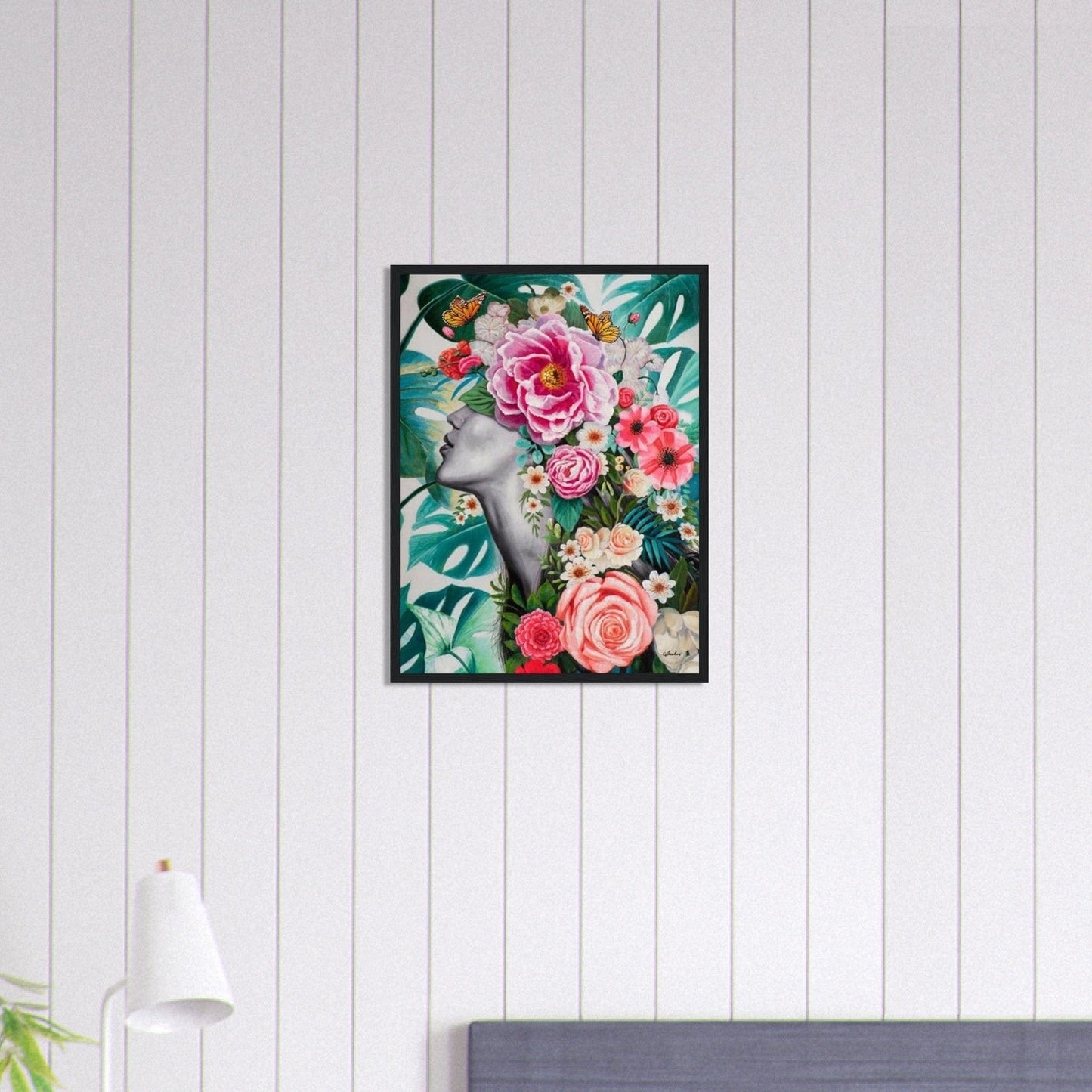 Canvanation Print Material 45x60 cm / 18x24″ Tableau Femme Fleurs Cheveux Vert Forêt