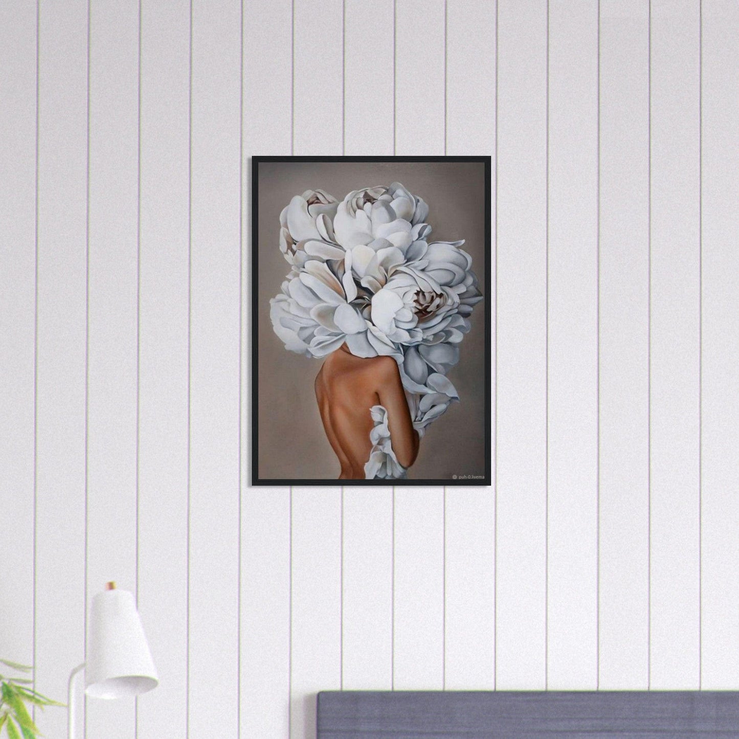 Canvanation Print Material 50x70 cm / 20x28″ Tableau Femme Fleurs Cheveux Blanc