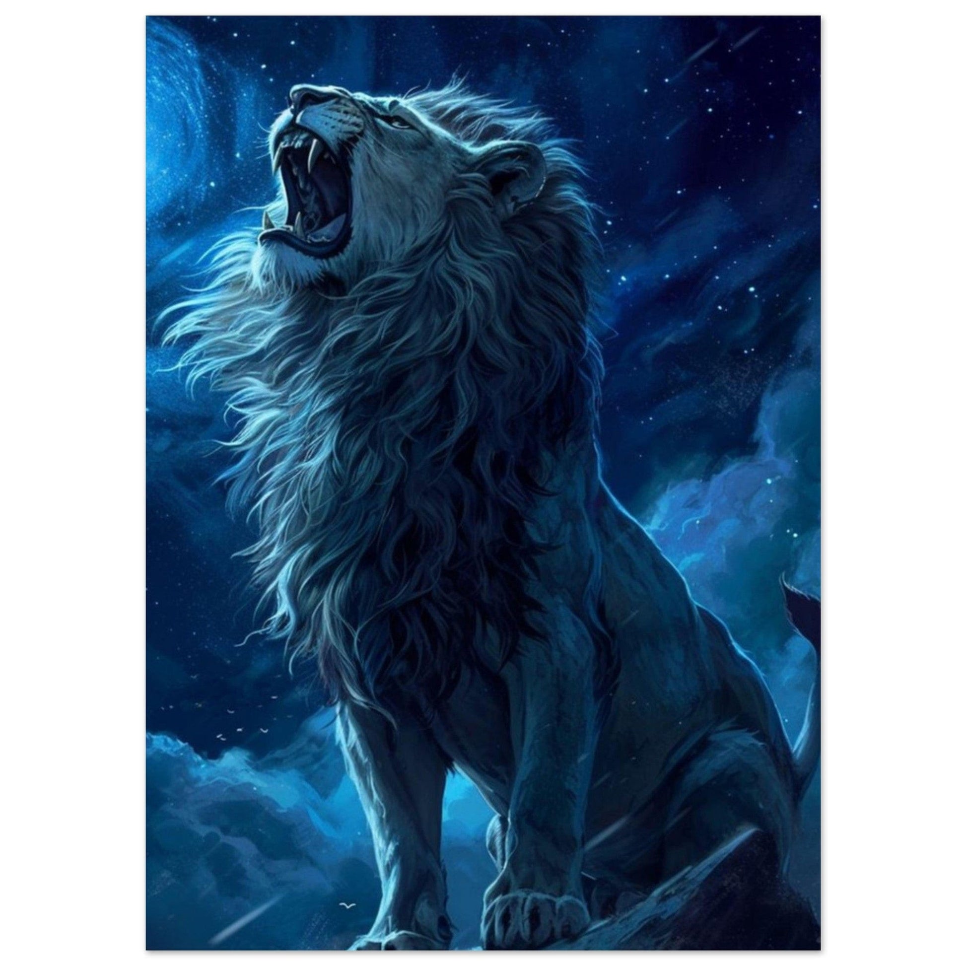 Canvanation Print Material 13x18 cm / 5x7″ Poster Lion Bleu Rugissement