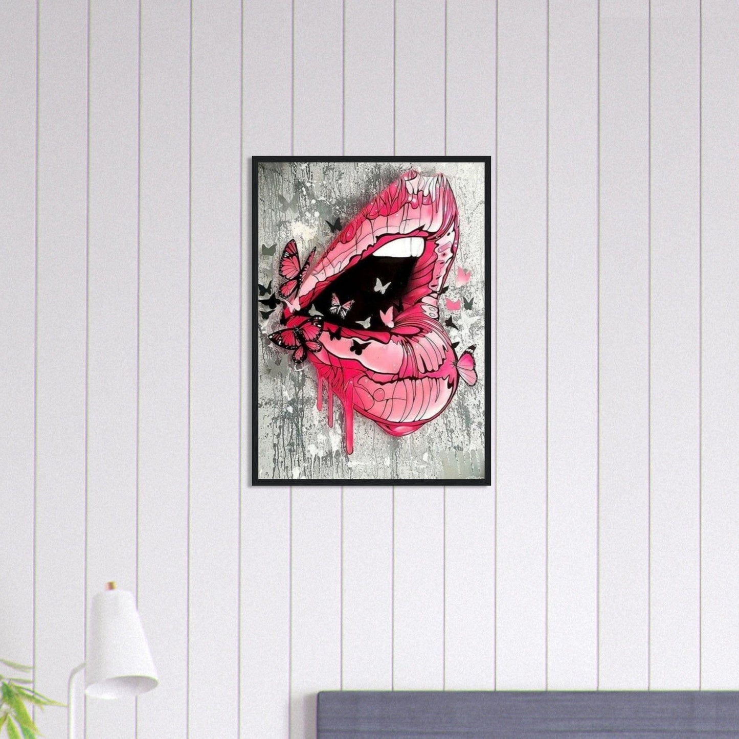 Canvanation Print Material 50x70 cm / 20x28″ Tableau Street Art Lèvre Rose Papillon