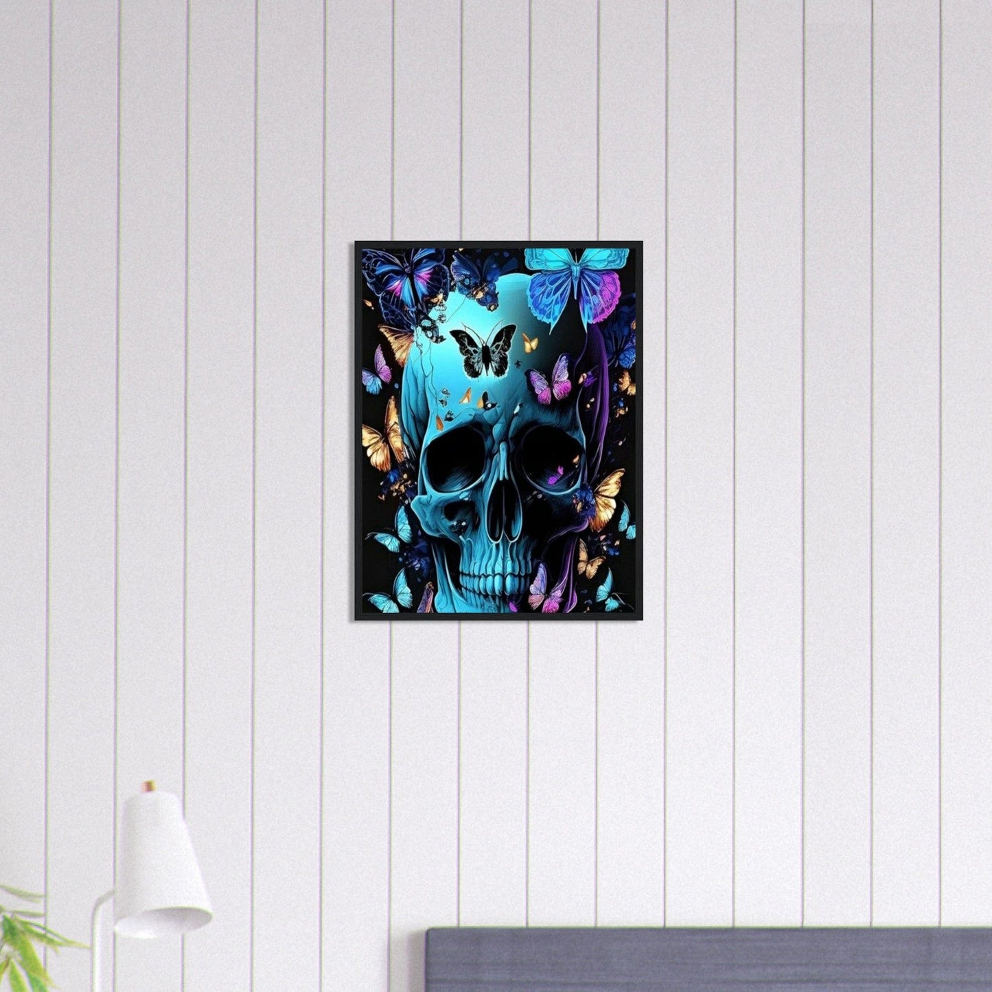 Canvanation Print Material 45x60 cm / 18x24″ Tableau Tête De Mort Effet papillons