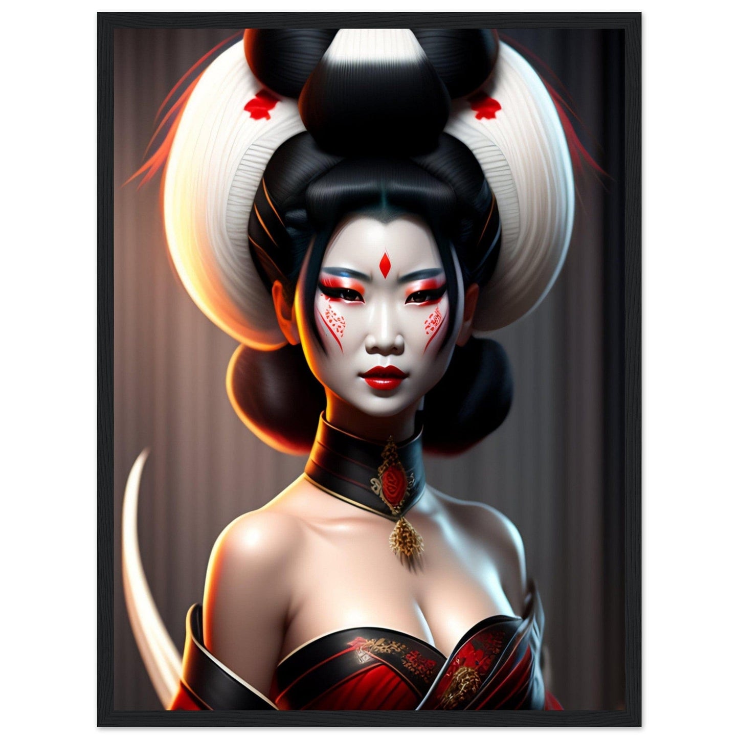 Canvanation Print Material Tableau Geisha Japon Long Cheveux