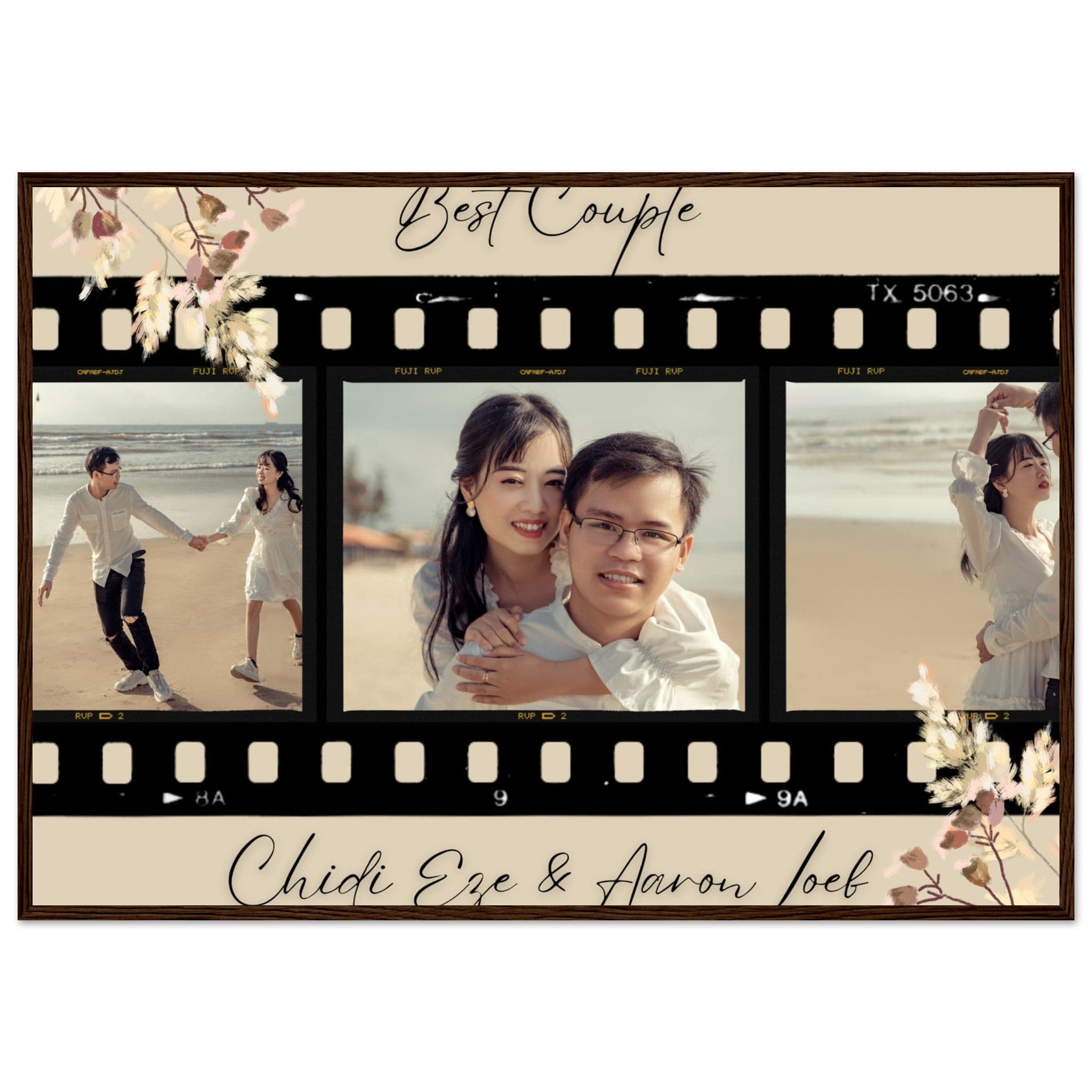 Canvanation Print Material 70x100 cm / 28x40″ / Noir Bois Cadre Photos Pele Mele Couple 'Best Couple"