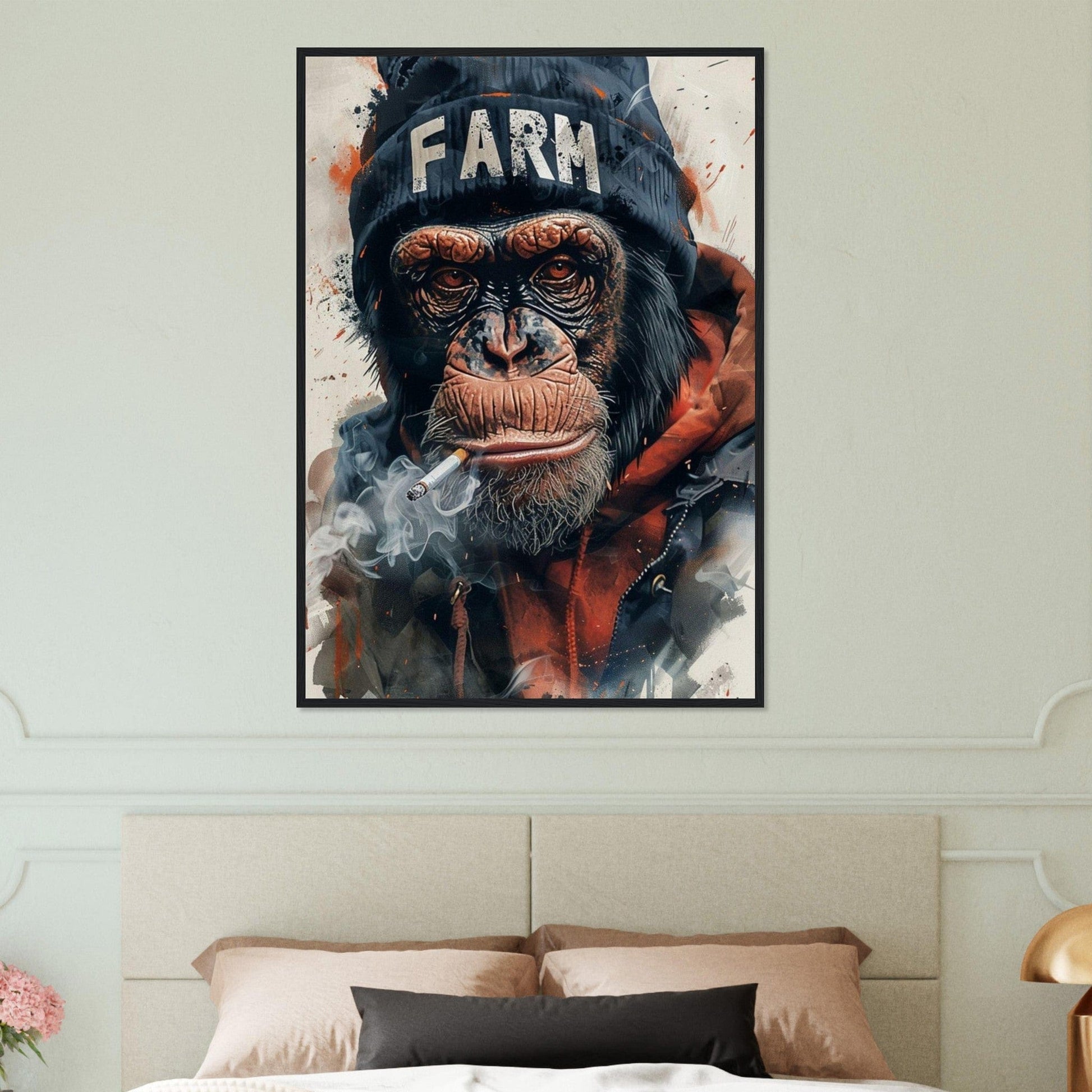 Canvanation Print Material Tableau Singe Pop Art Avec Un Bonnet