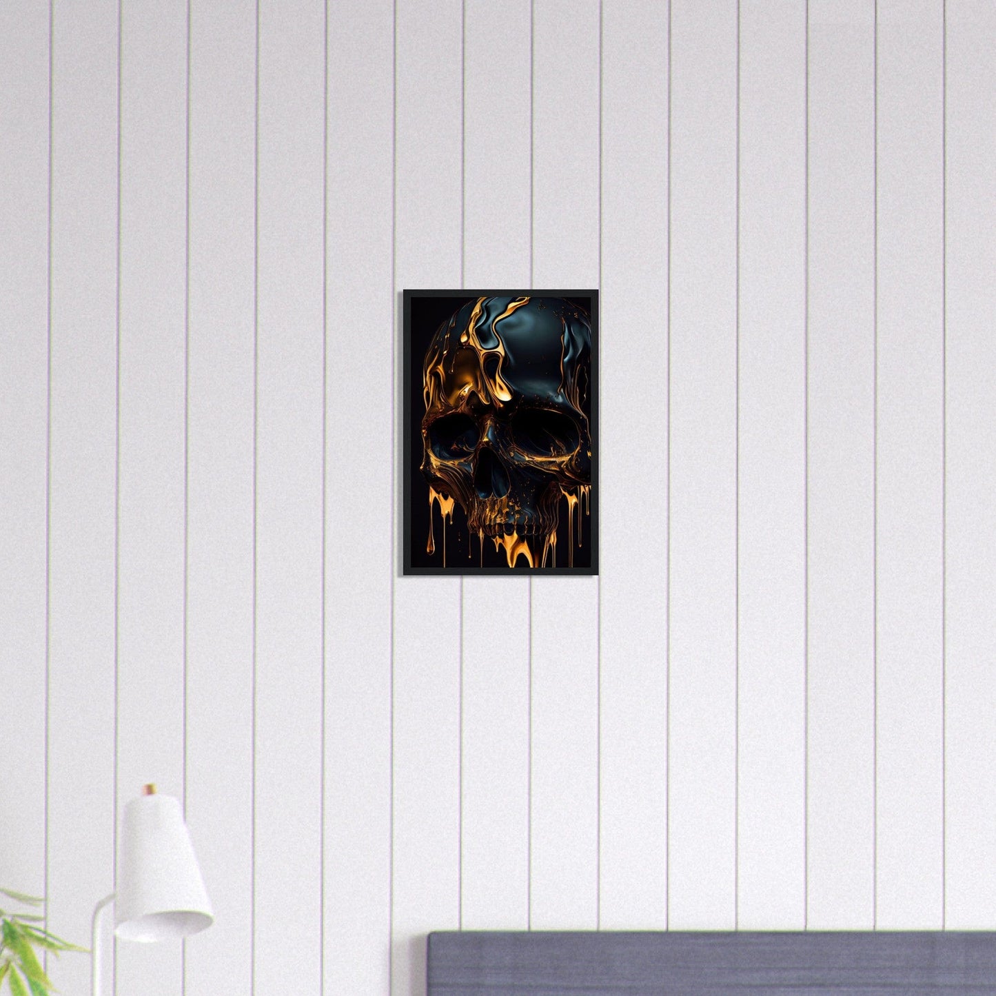 Canvanation Print Material 30x45 cm / 12x18″ Tableau Tête De Mort Crâne Doré