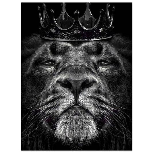 Canvanation Print Material 45x60 cm / 18x24″ Poster Lion Courrone Noir Et Blanc