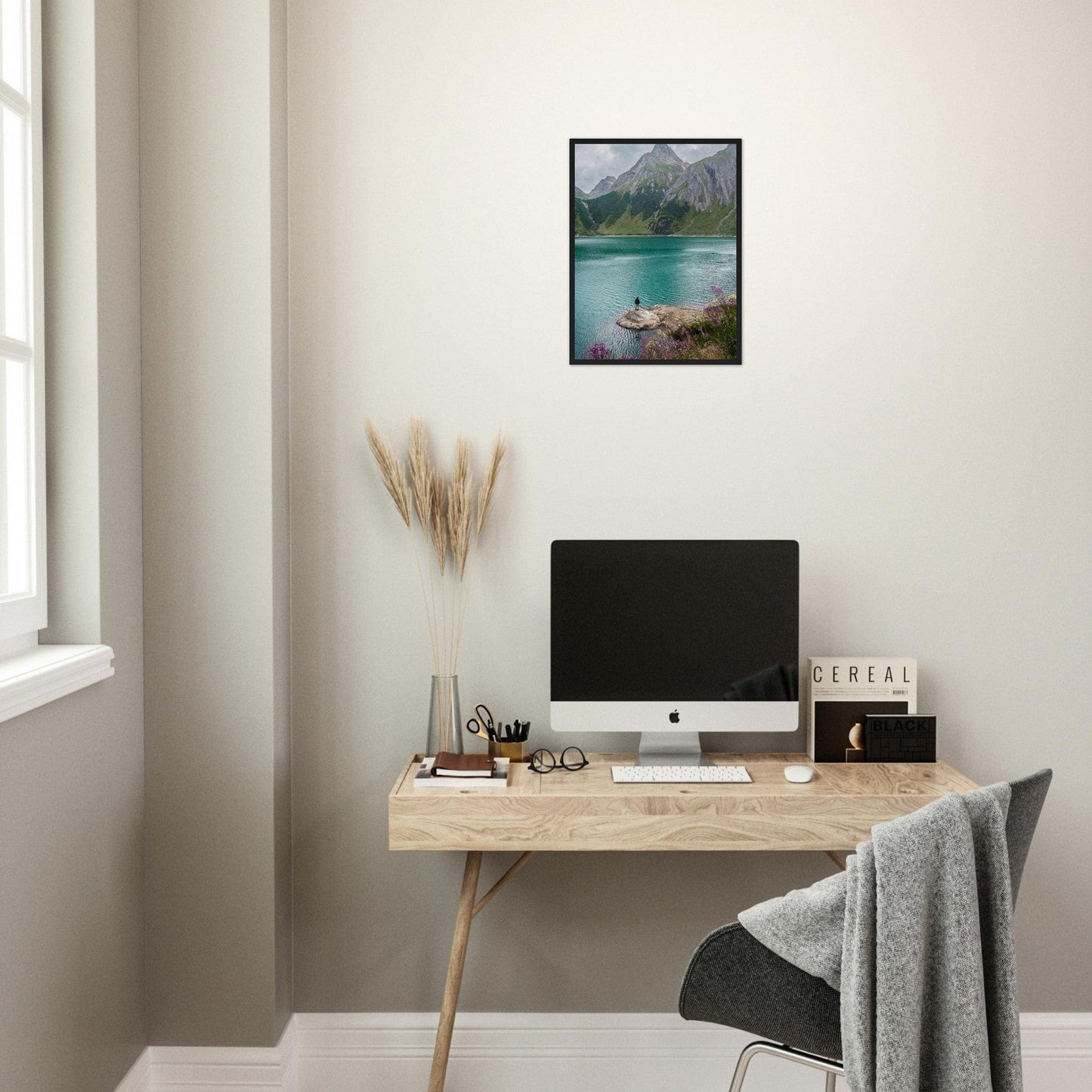 Canvanation Print Material Cadre En Bois Montagne Lac