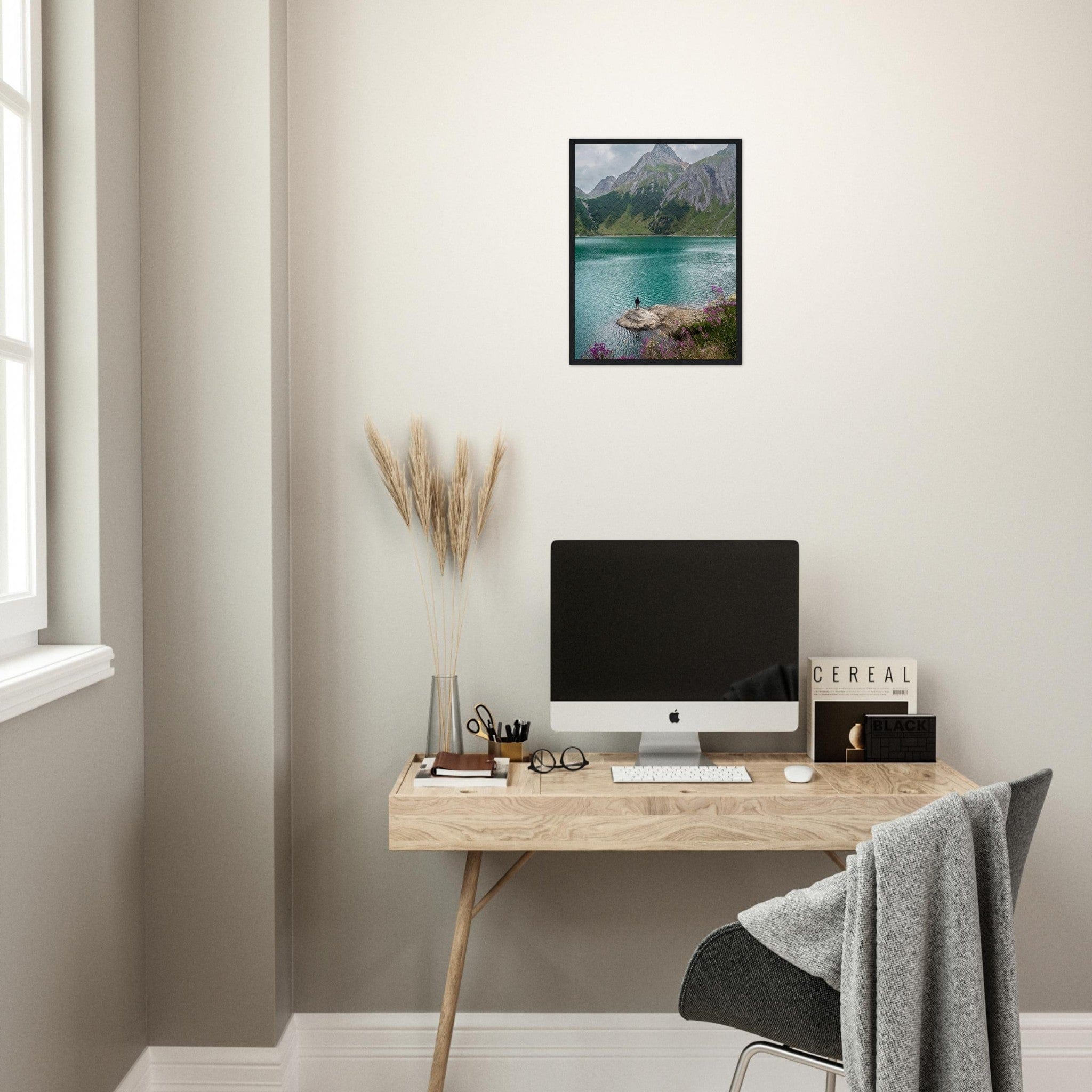 Canvanation Print Material Cadre En Bois Montagne Lac