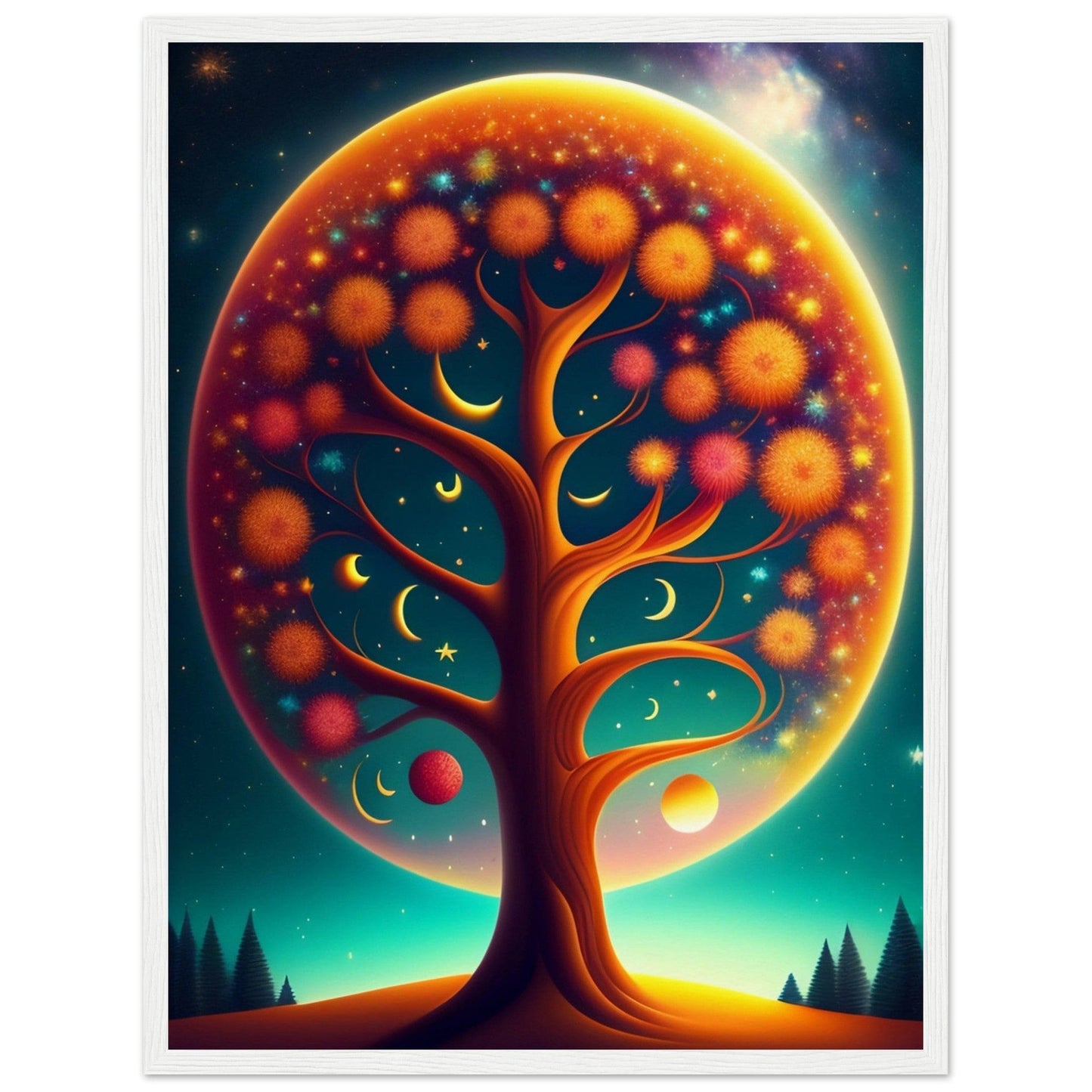 Canvanation Print Material 45x60 cm / 18x24″ / Blanc Tableau Arbre De Vie Épanouissement Citadin