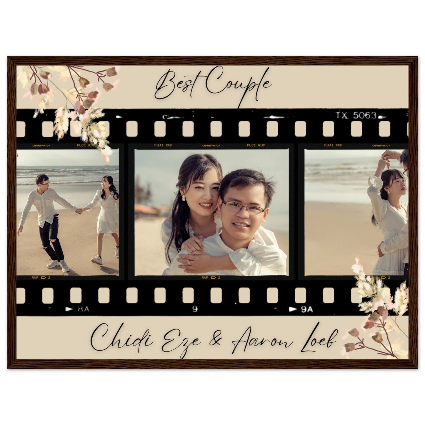 Canvanation Print Material 45x60 cm / 18x24″ / Noir Bois Cadre Photos Pele Mele Couple 'Best Couple"