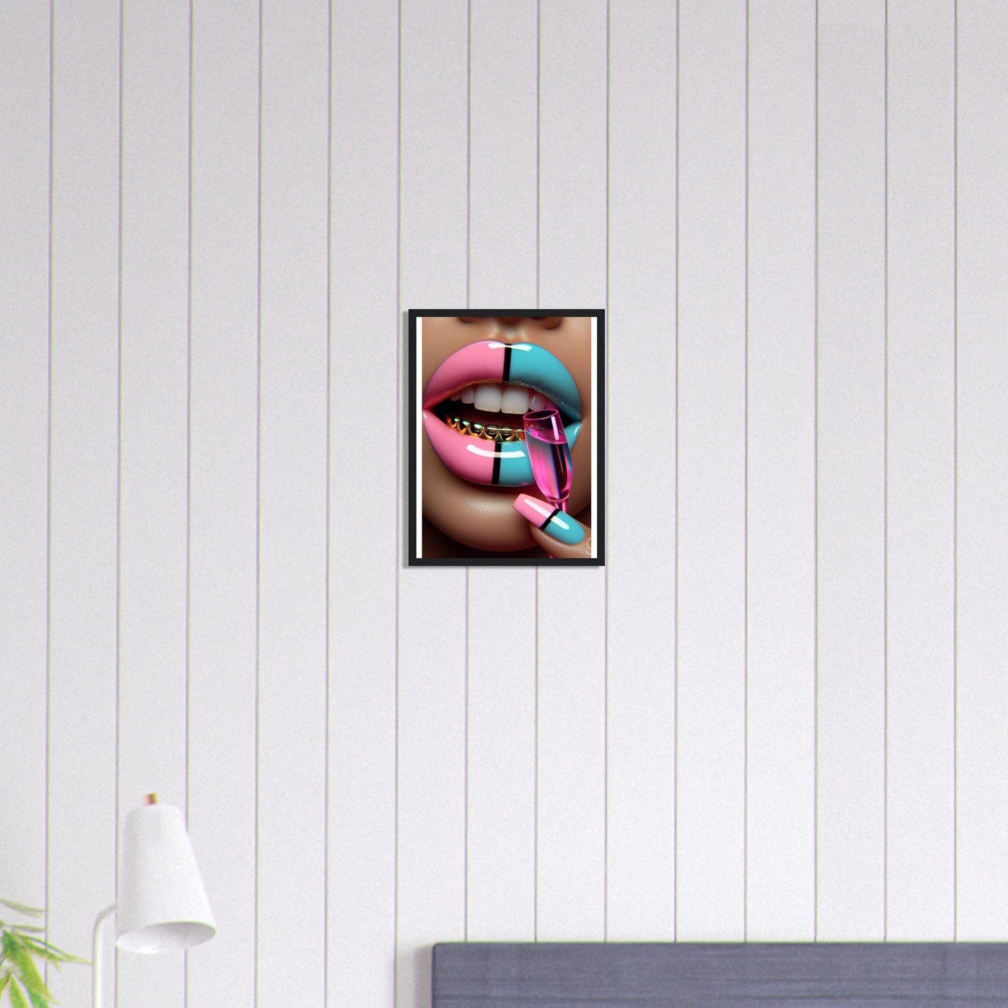 Canvanation Print Material 30x40 cm / 12x16″ Tableau Levres Bleu Et Rose
