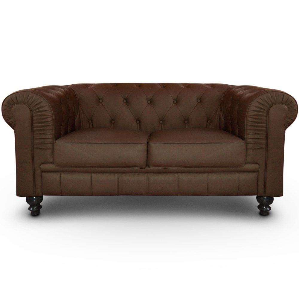 Canvanation Canapé Chesterfield Confortable 2 places en PU Chocolat