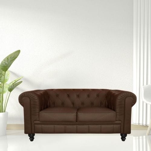 Canvanation Canapé Chesterfield Confortable 2 places en PU Chocolat