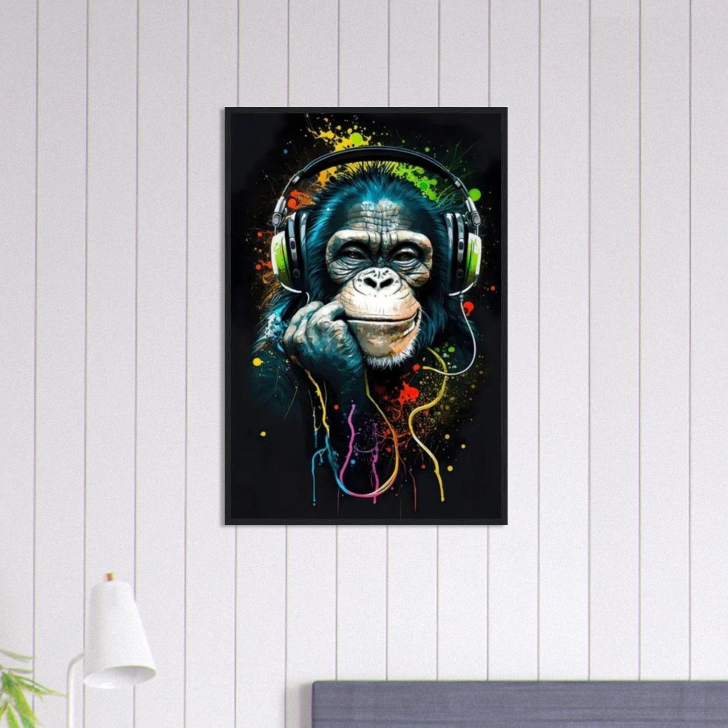 Canvanation Print Material 60x90 cm / 24x36″ Tableau Singe Pop Art Avec Un Casque