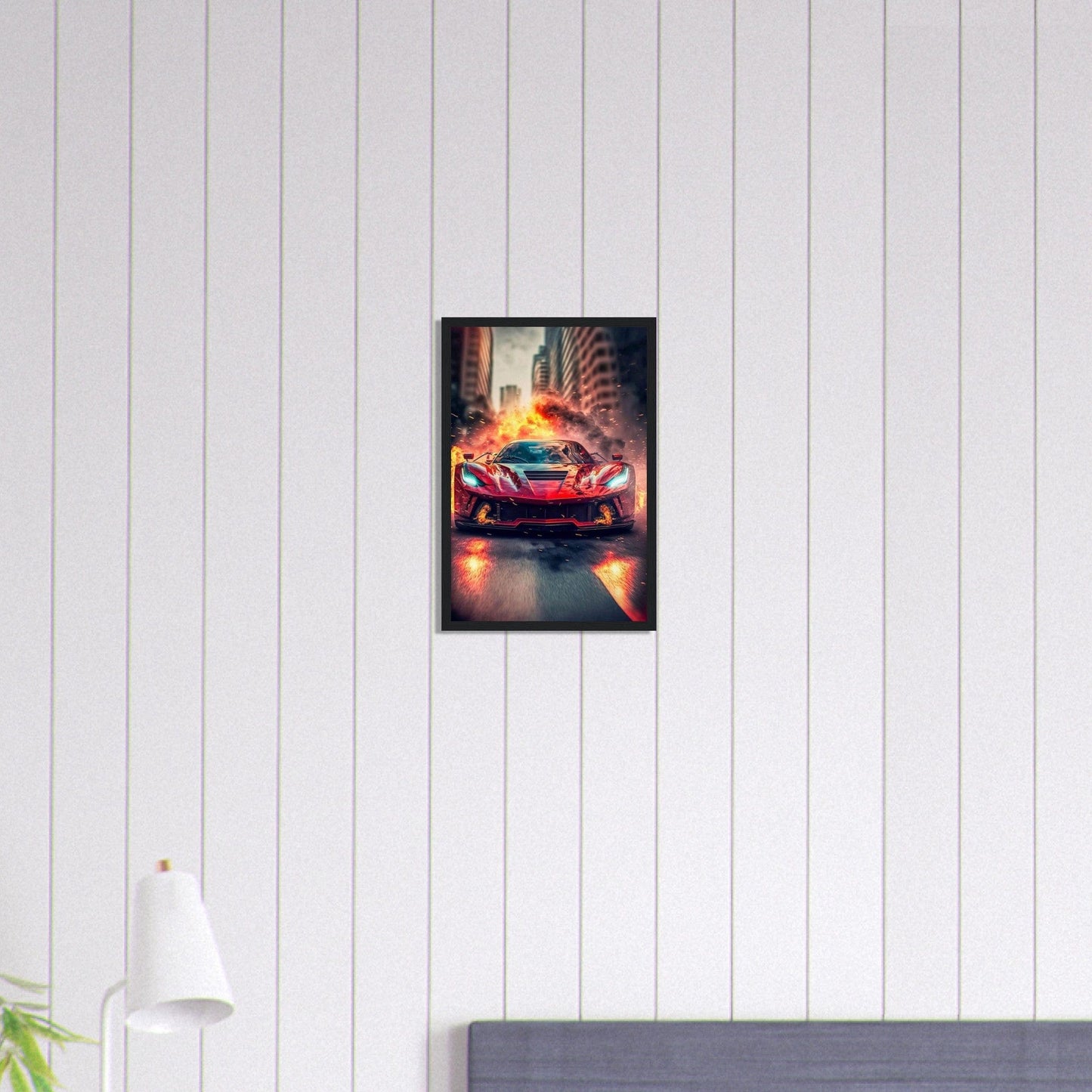 Canvanation Print Material 30x45 cm / 12x18″ Tableau Voiture Laferari En Feu