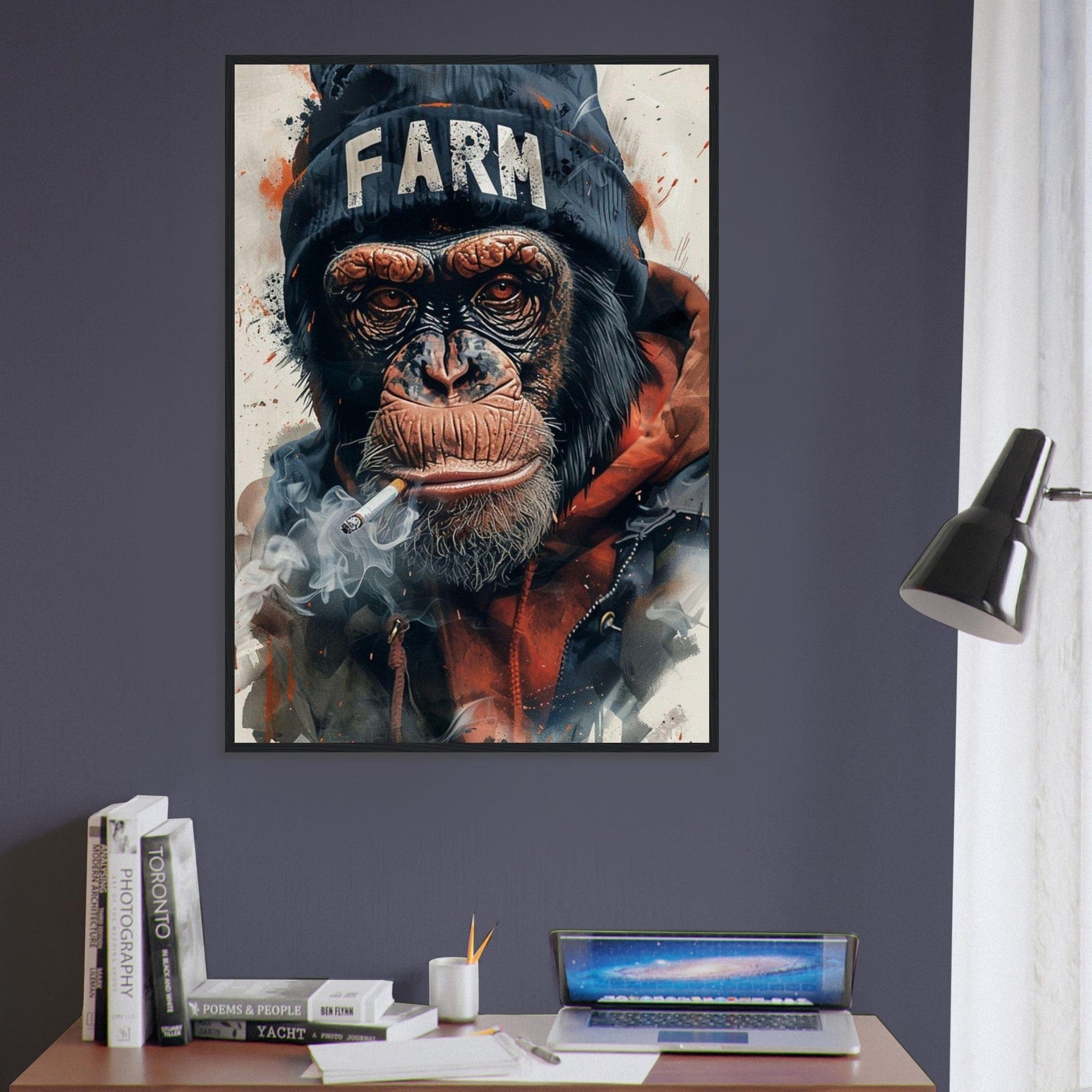 Canvanation Print Material Tableau Singe Pop Art Avec Un Bonnet