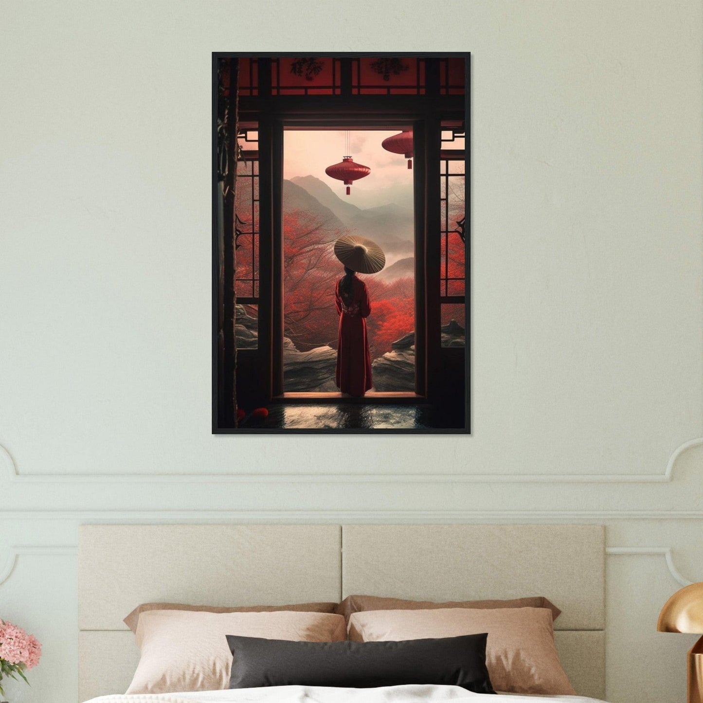 Canvanation Print Material 60x90 cm / 24x36″ Tableau Japon Fleur De Cerisier Geisha