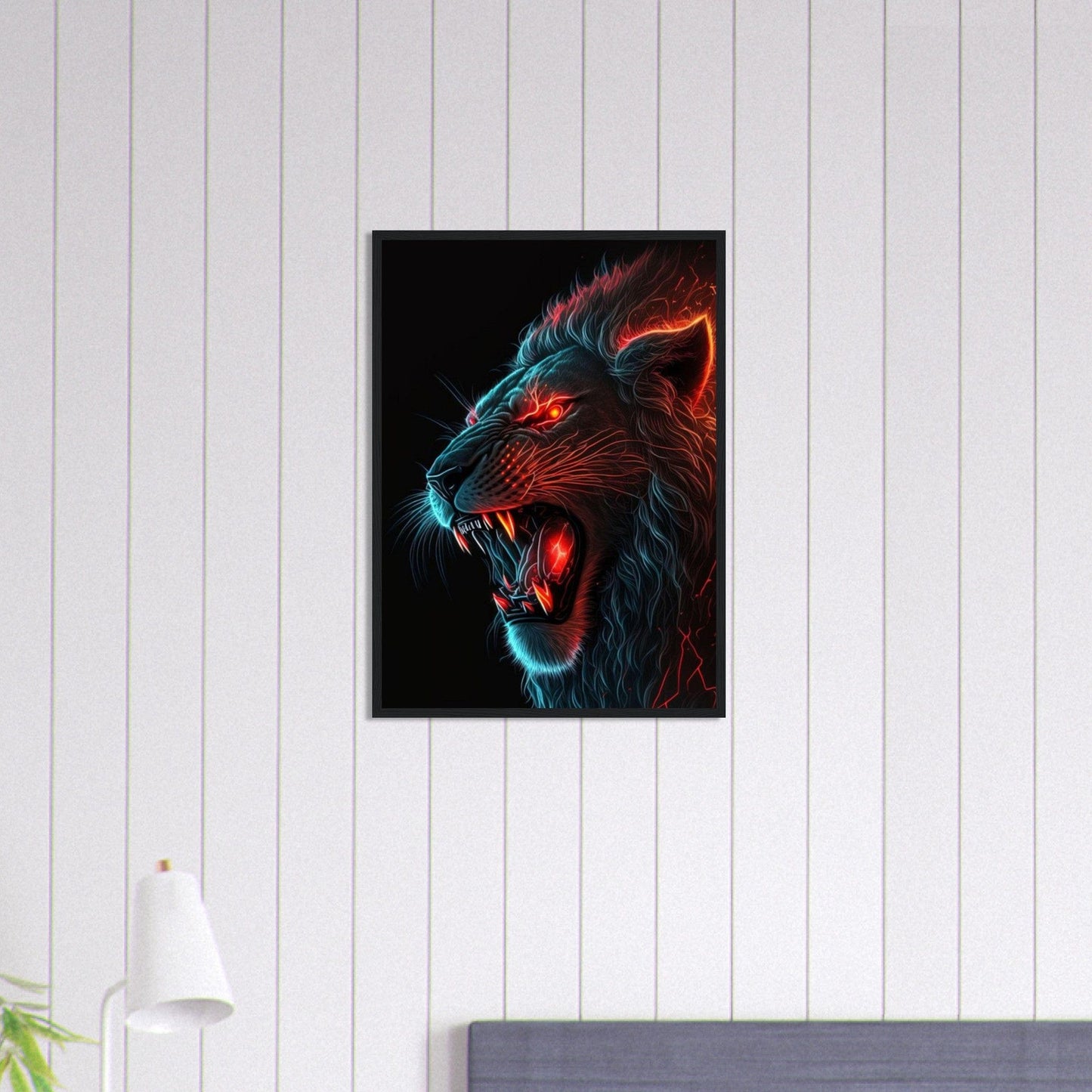Canvanation Print Material 50x70 cm / 20x28″ Tableau Lion Feu Bleu Orange