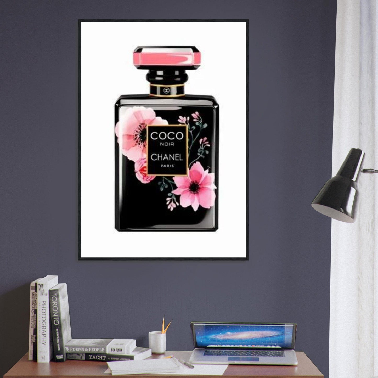 Canvanation Print Material Tableau Chanel Numéro 5 Fleurs Noir