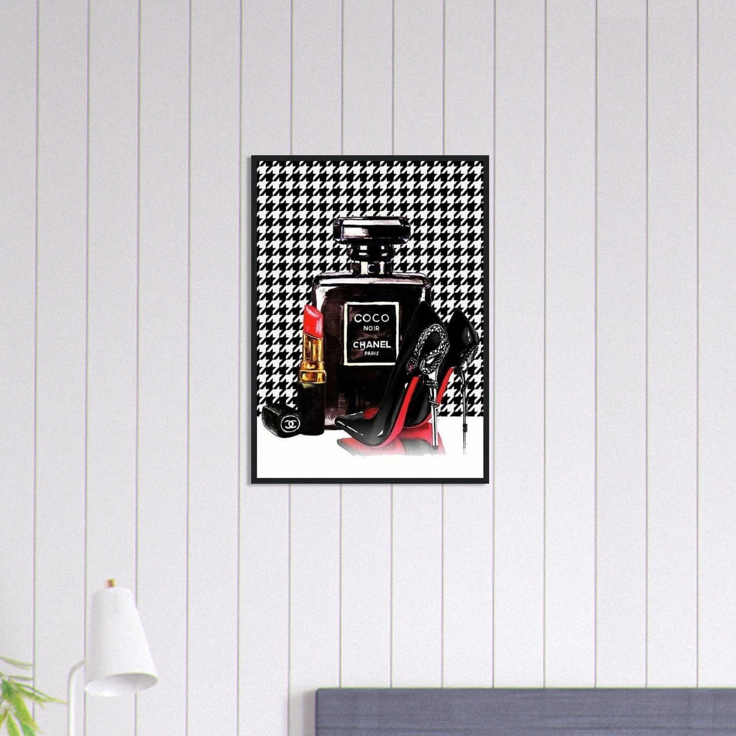 Canvanation Print Material 50x70 cm / 20x28″ Tableau Chanel Numéro 5 Damier Noir Et Blanc