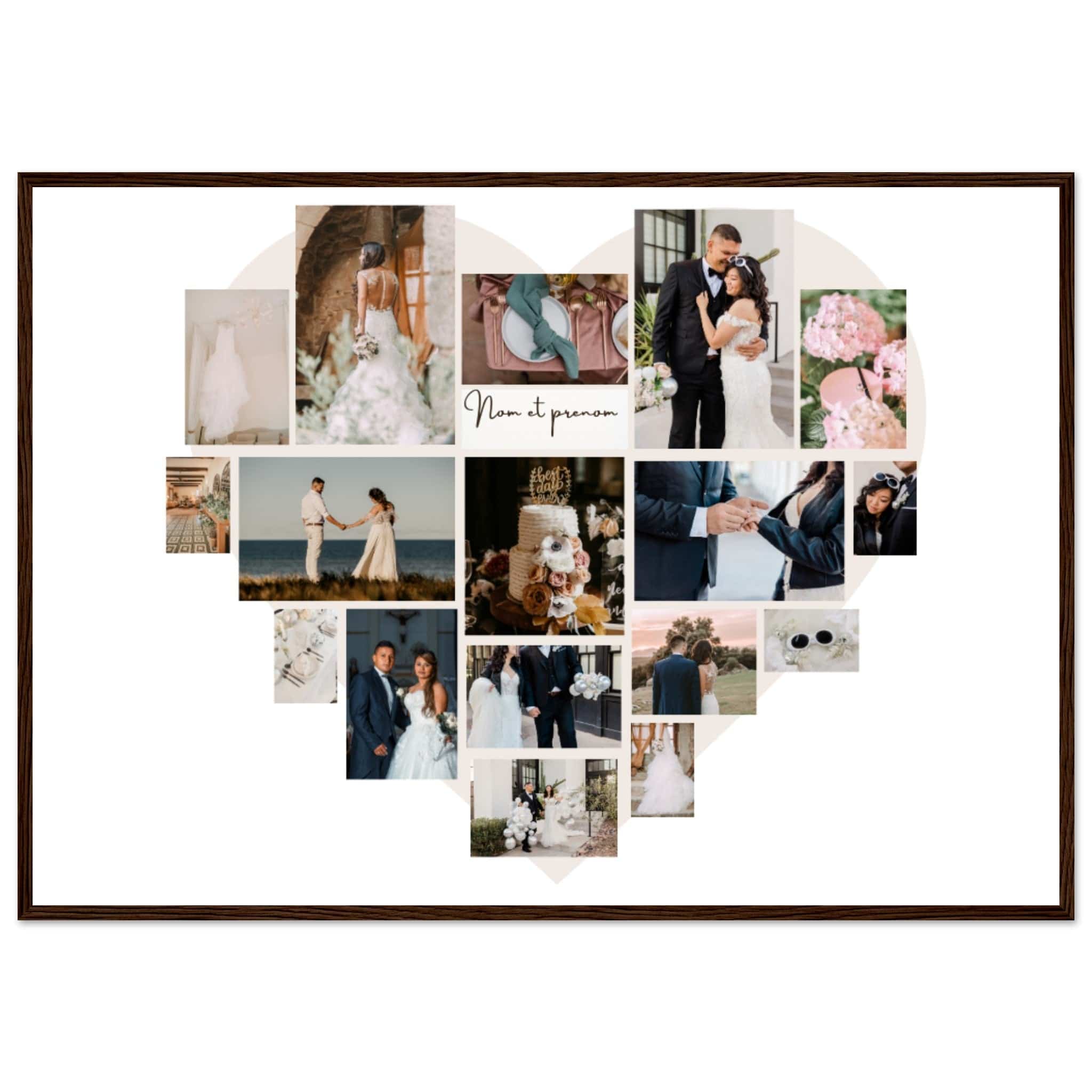 Canvanation Print Material 70x100 cm / 28x40″ / Noir Bois Pêle-mêle de photos sur poster "Mariage ou Fiançailles"